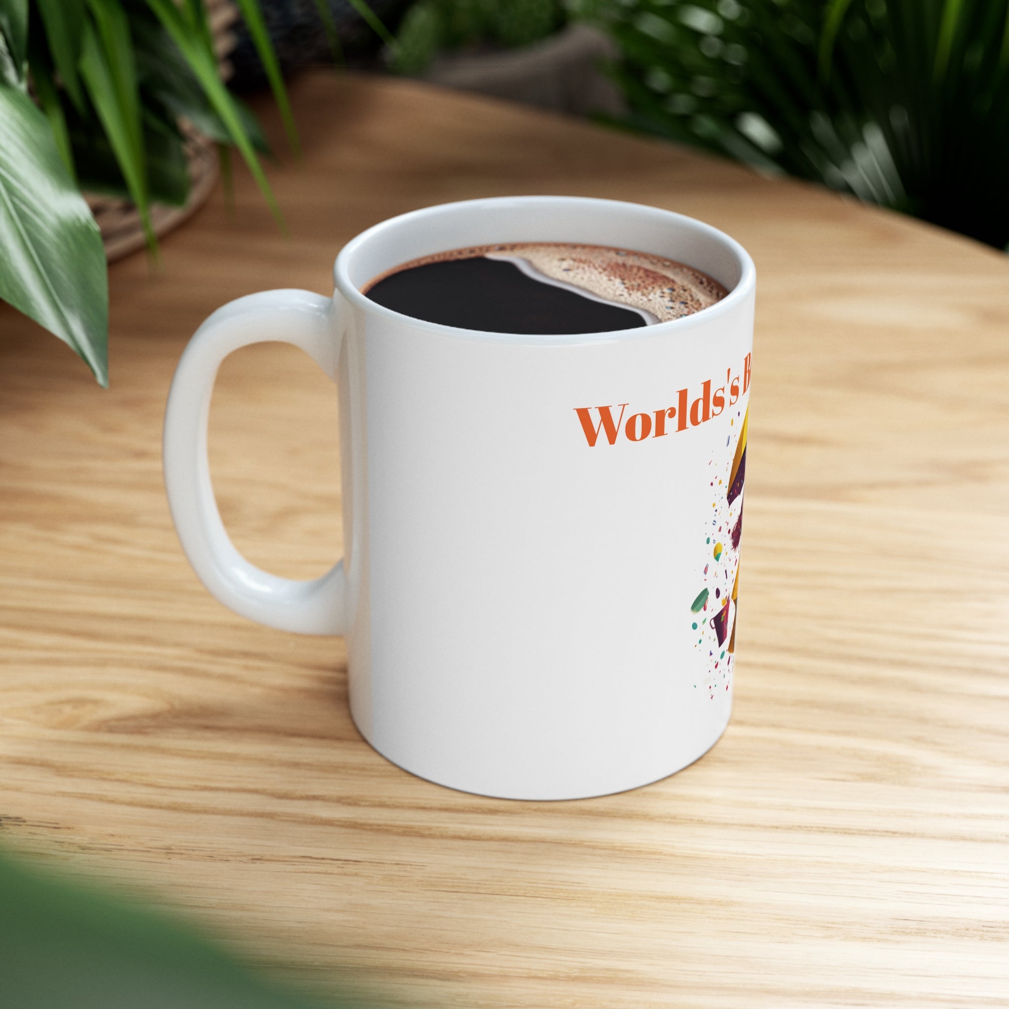 Ceramic Mug 11oz - World's Best Teacher Mug - Charming Humorous Gift - Perfect for Woman Enjoying Coffee With Sprinkles in the Rain