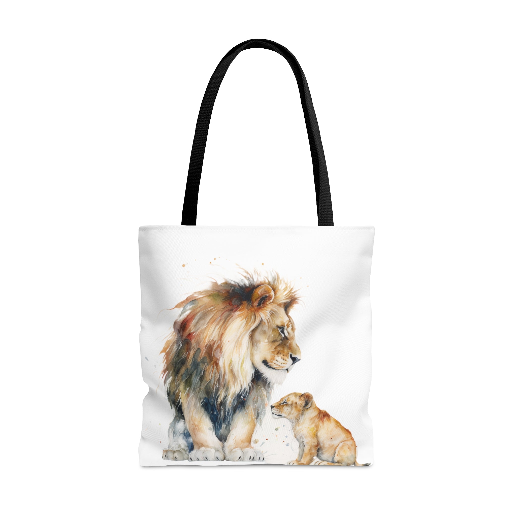 Tote Bag (AOP) Great Gift for Holidays Lion Father and Cub Great Wear for Animal Lovers Africa Savannah Family