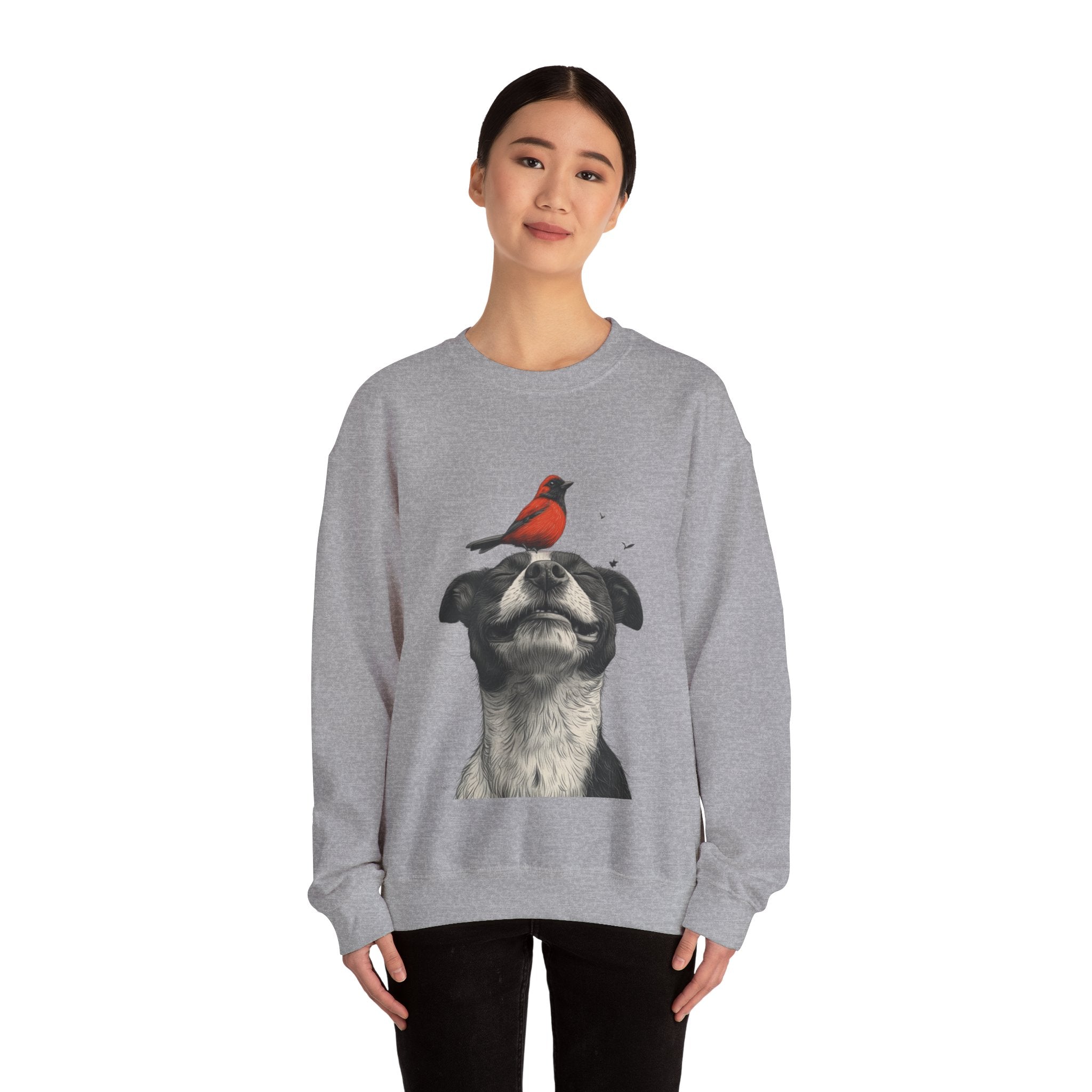 Trusting Bird and Dog Friend Unisex Heavy Blend™ Crewneck Sweatshirt - Cozy Comfort and Unique Style for Animal Lovers