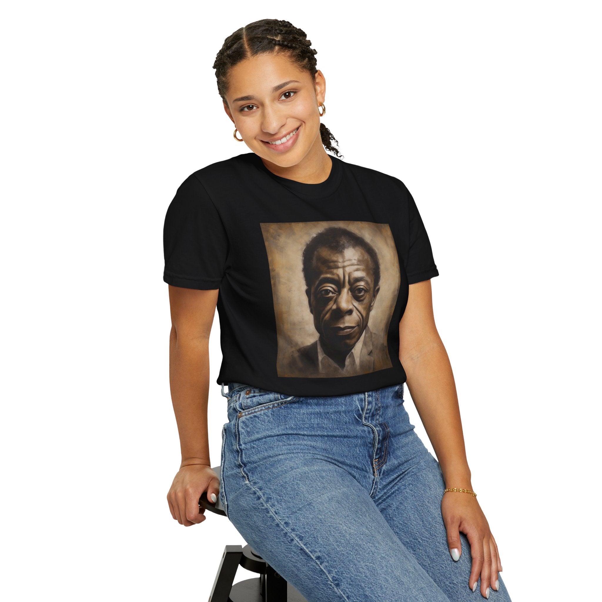 Show Civil Rights Support and Awareness in Comfort With Portrait of Iconic African American Pioneer Portrait Unisex Garment-Dyed T-shirt - Tribute to a Renowned Writer and Civil Rights Activist Ideal For History Scholars