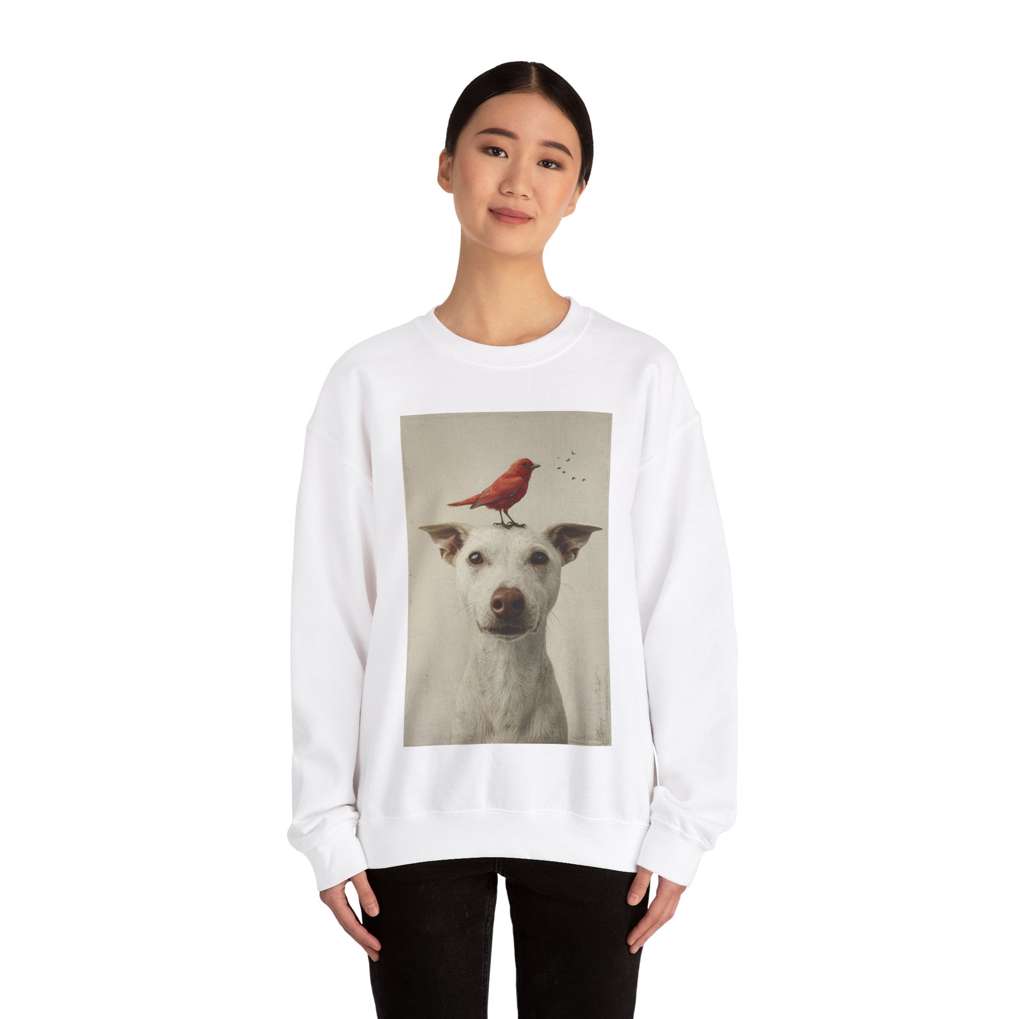 Trusting Bird and Dog Friend Unisex Heavy Blend™ Crewneck Sweatshirt - Cozy Comfort and Unique Style for Animal Lovers