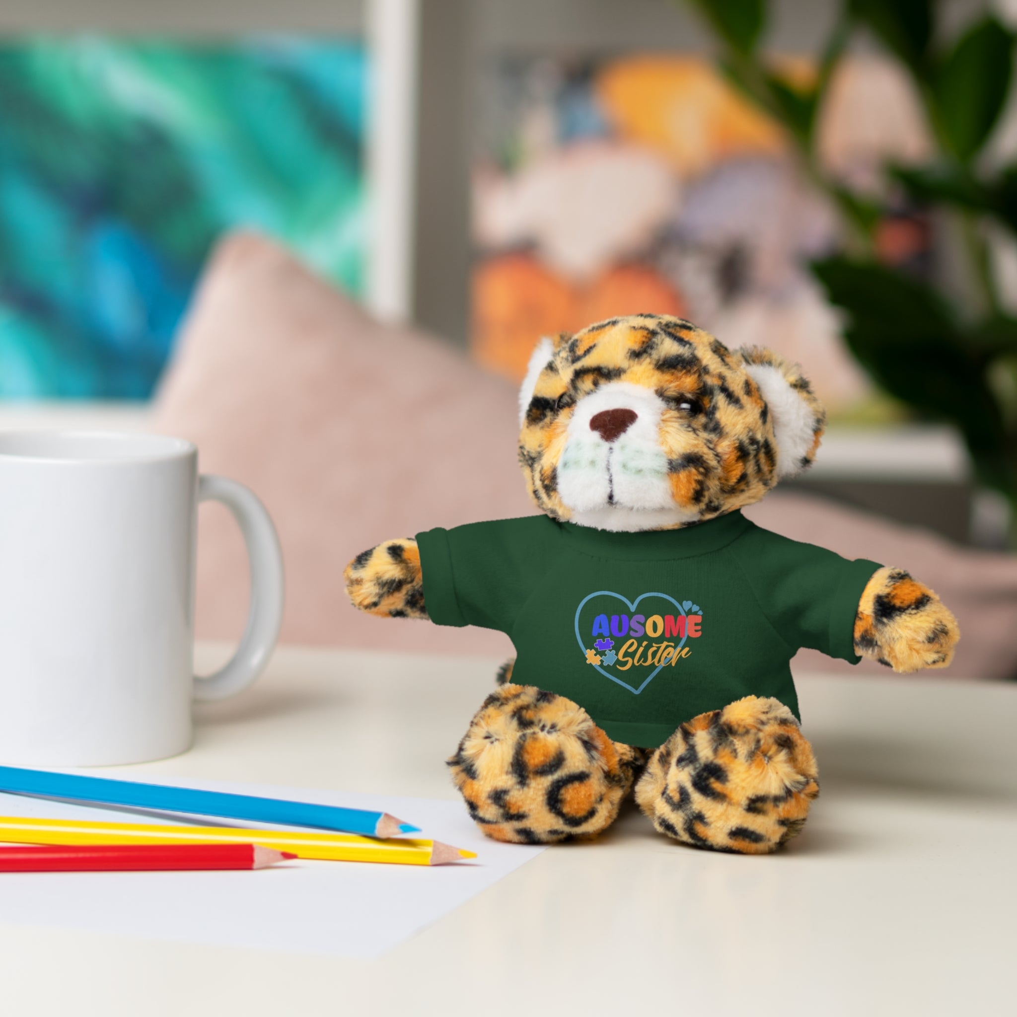 Celebrate Your 'Ausome Sister' with Autism Awareness Stuffed Bear - Customized Tee Included