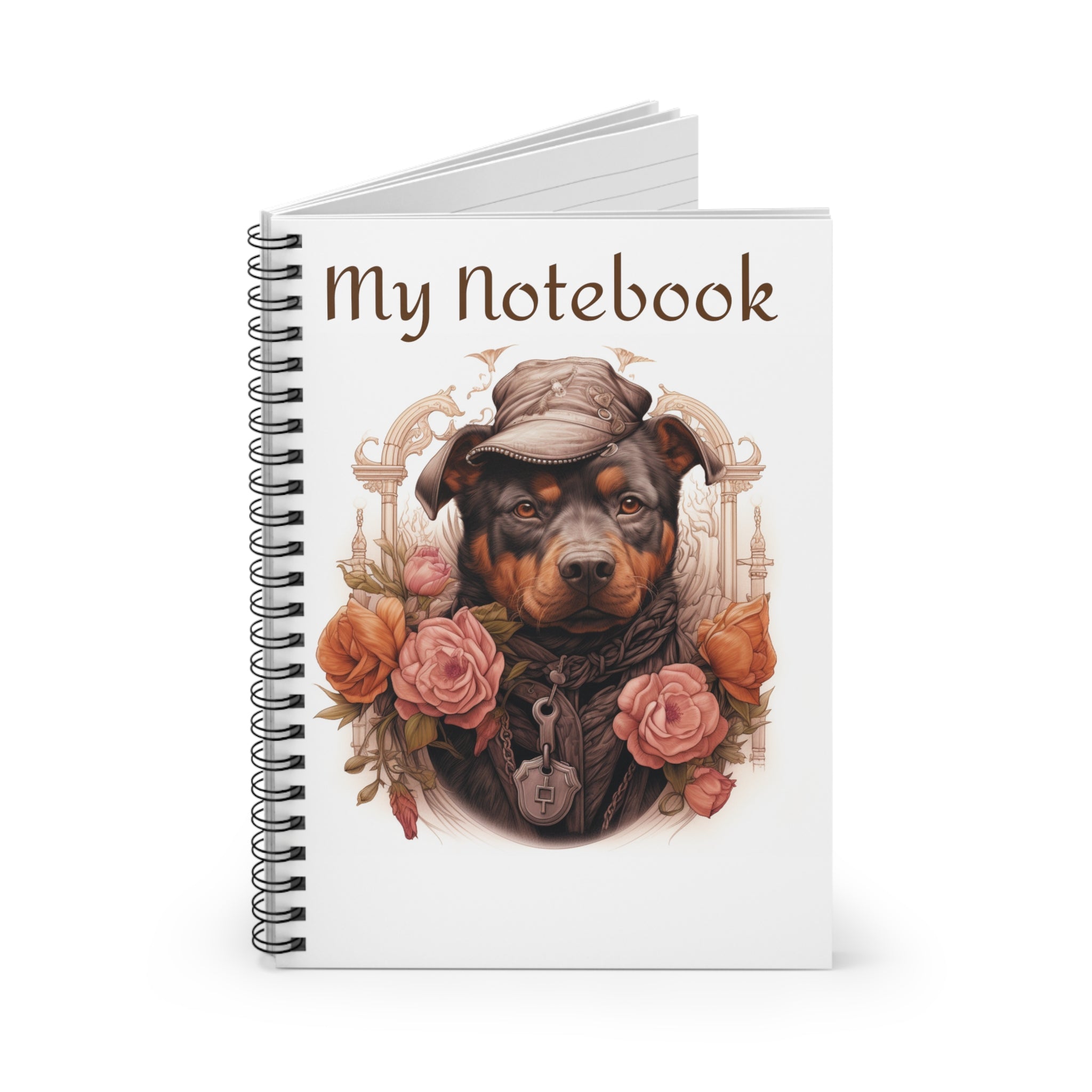 Spiral Notebook with Ruled Lines: Exclusive Floral Doggy Featuring Pitt bulls & Rottweilers | Professional Artistry | Durable and Stylish