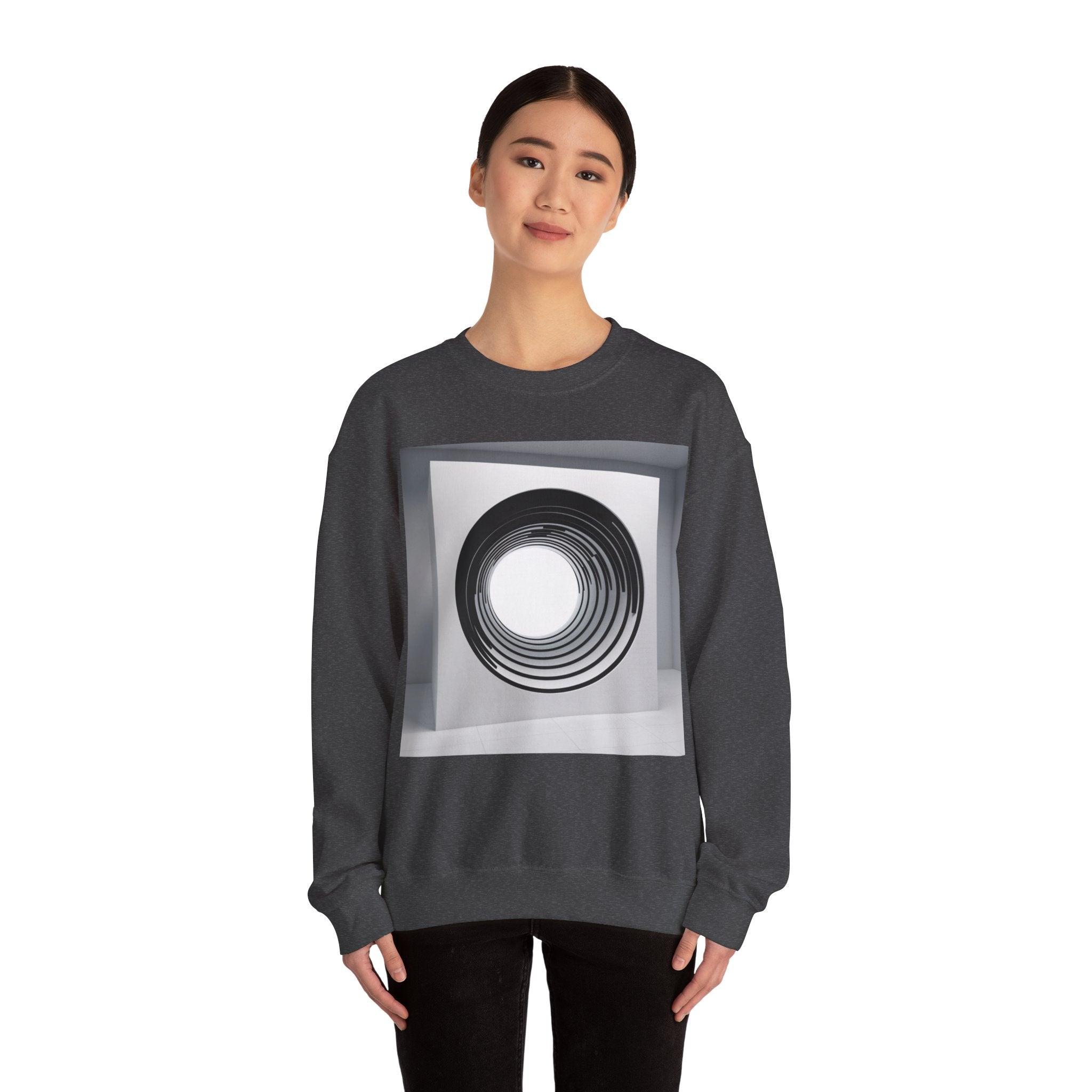 🌀 'Social Shield' Unisex Crewneck: Trippy 3D Tunnel Illusion Sweatshirt - Ideal for Deterring Unwanted Attention & Sparking Conversations 🚫🌌