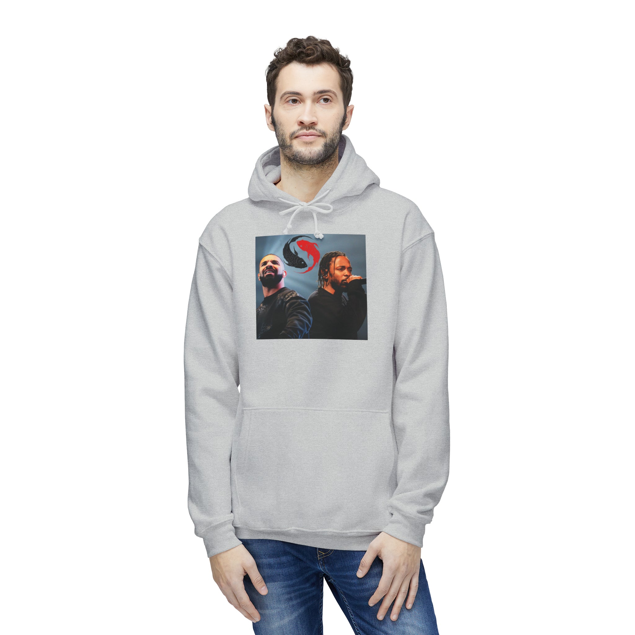 Harmonic Rivals: 'Yin and Yang Beef - Drizzy vs. Lamar' Unisex Hooded Sweatshirt - US Crafted