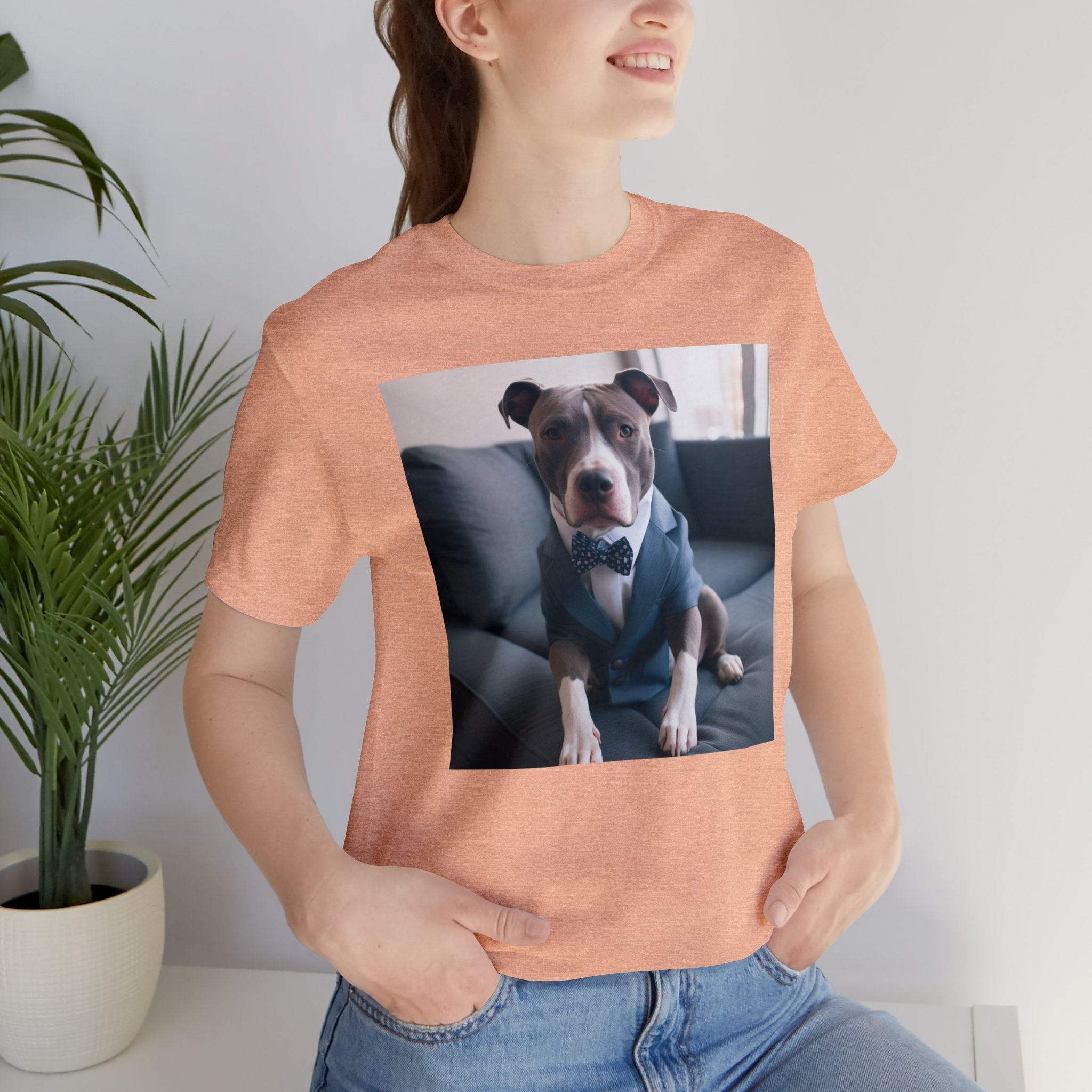 Hire Your Furry Friend with the "Do I have the Job?" Cute Puppy for Dog Owners in Interview Attire Unisex Jersey Short Sleeve Tee - Funny Dog Interview Tee Gift for Dog Lovers and Pet Owners