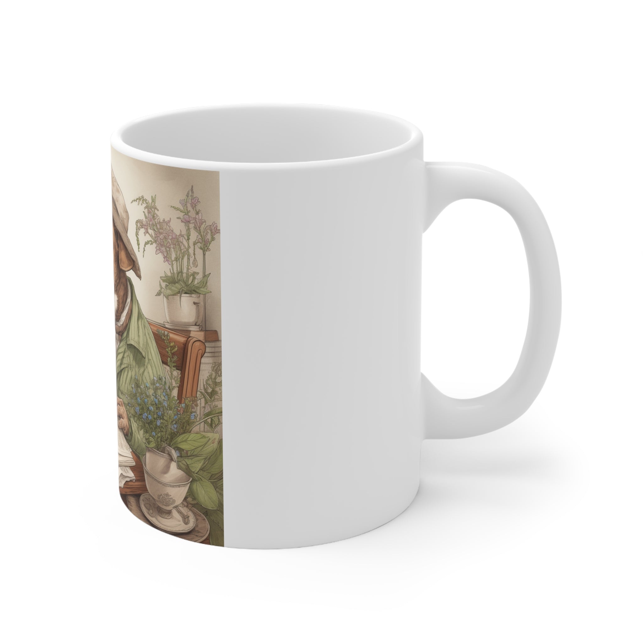 Dog Lovers Coffee Mug 11oz Ceramic Mug Home and Garden Relaxing  | Exclusive Floral Puppy Design | Professional Artwork | Durable & Aesthetic Drinkware