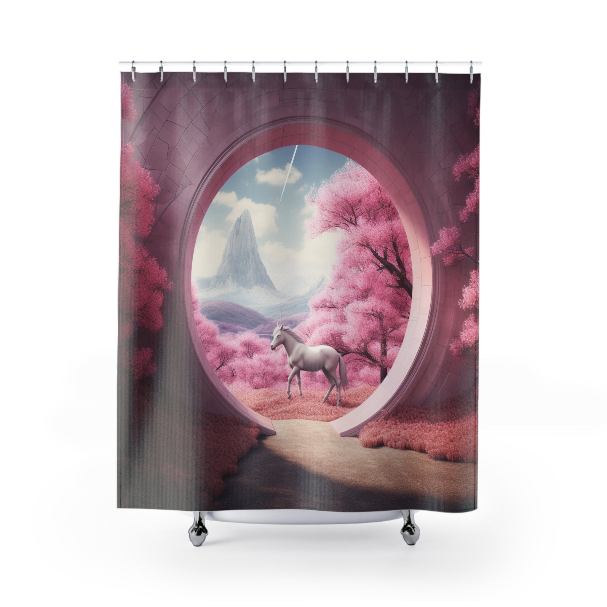 Transform Any Space with the Sublime Urban Illusion Portal Tapestry & Shower Curtain - Ideal Decor for Girls Room or a Unique Housewarming Gift 🌟🏢🛁