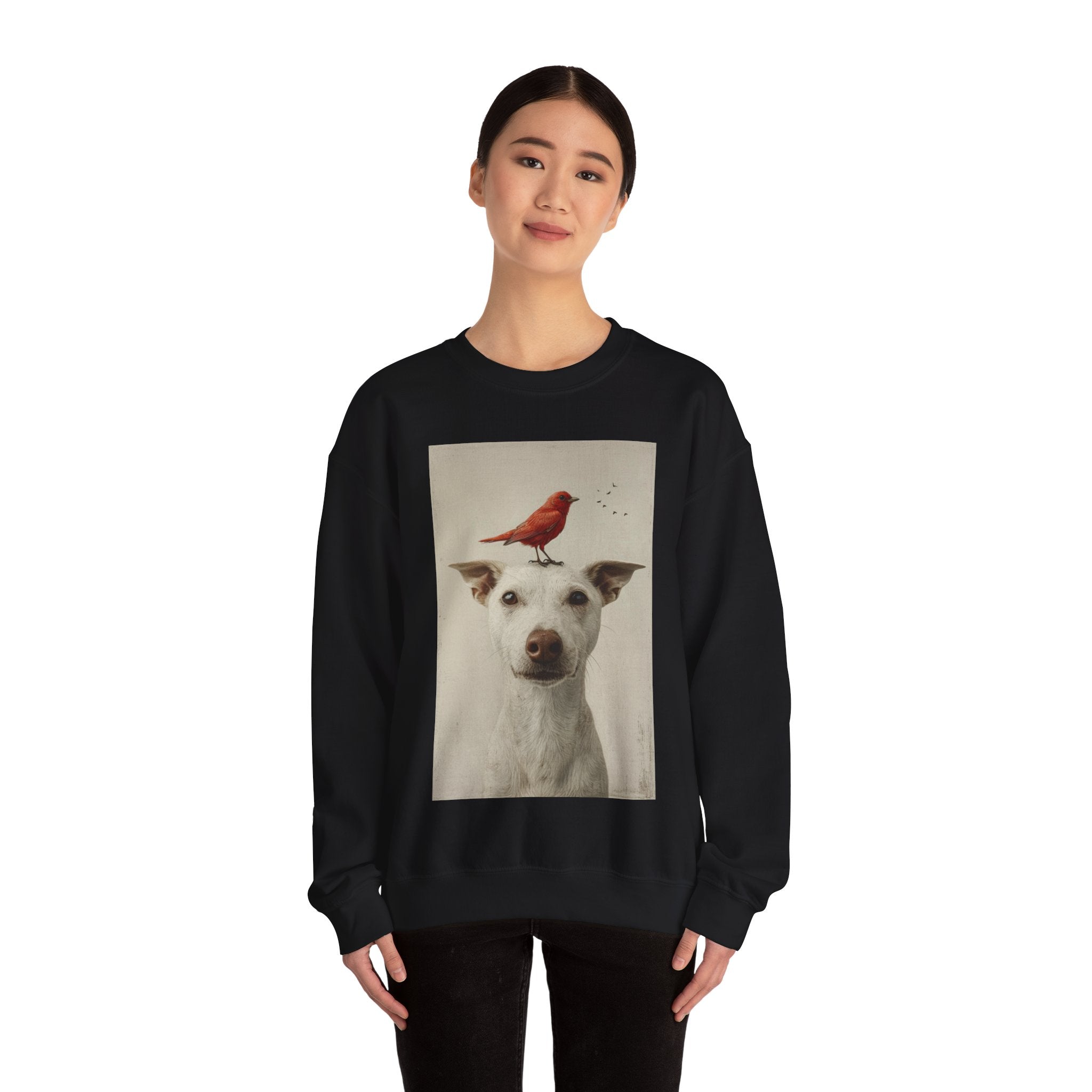 Trusting Bird and Dog Friend Unisex Heavy Blend™ Crewneck Sweatshirt - Cozy Comfort and Unique Style for Animal Lovers