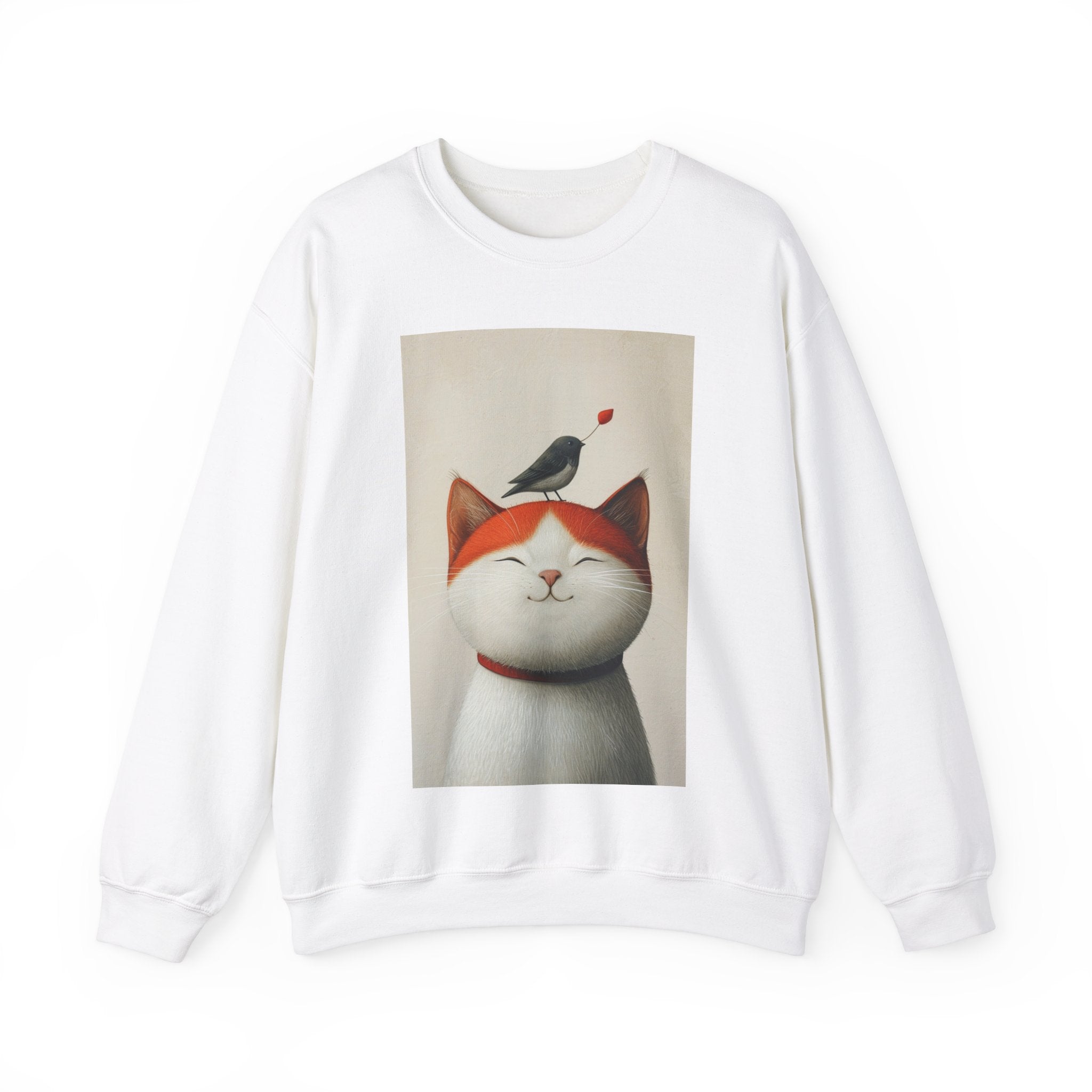 Trusting Bird and Cat Friend Unisex Heavy Blend™ Crewneck Sweatshirt - Cozy Comfort and Unique Style for Animal Lovers