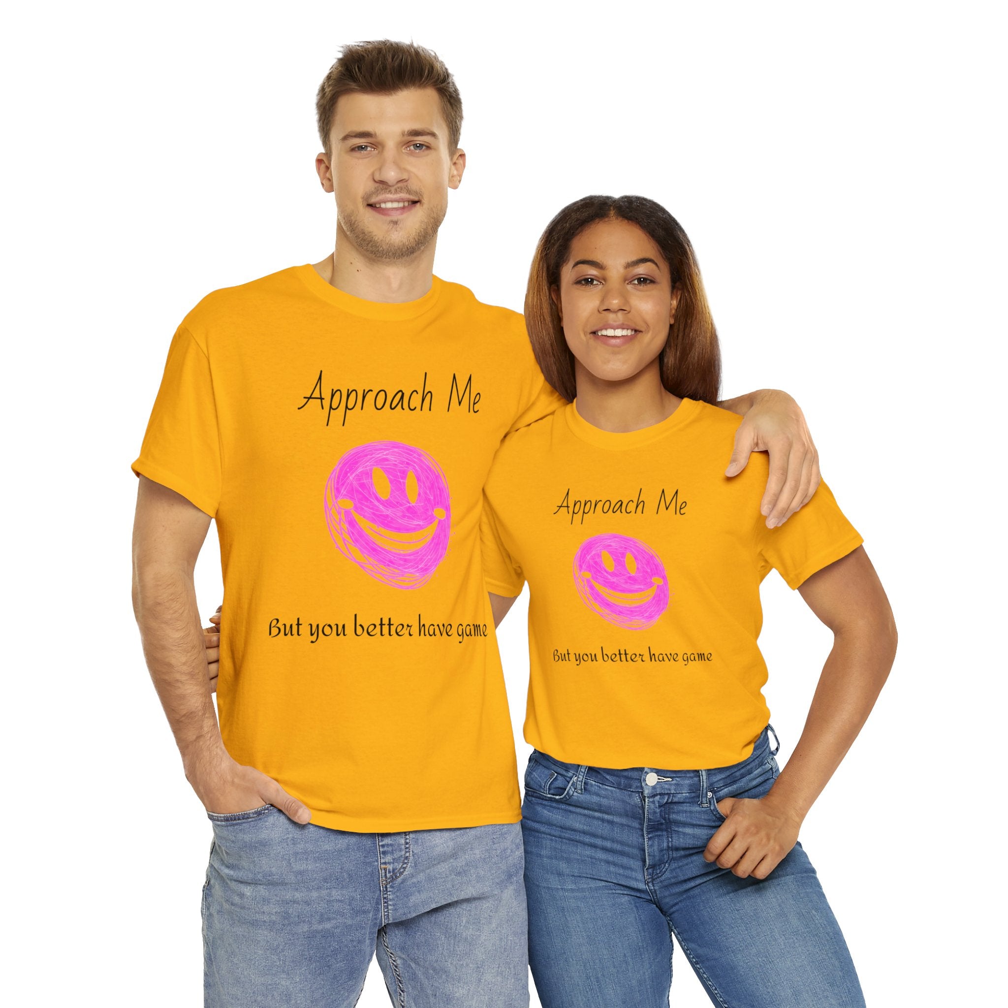 Dare to Date: The Ultimate 'Approach Me If You Dare' Challenge - A Women's Unisex Heavy Cotton Tee Perfect for Social Events, Recreational Activities, and Making Bold Statements