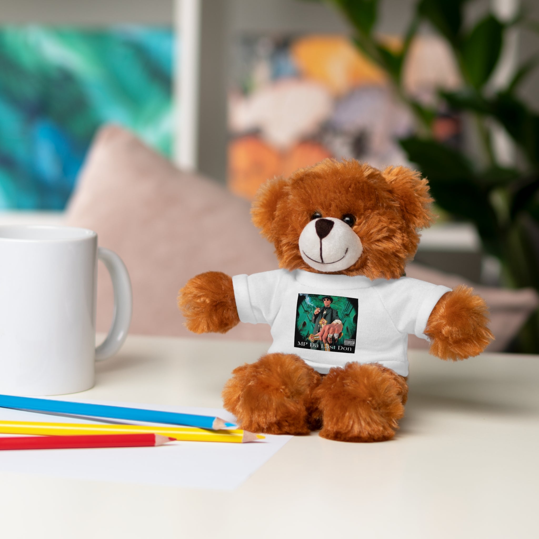 Nostalgic Vibes: Stuffed Animals with 90's Louisiana Rap Icon Tee - Retro Plush Toy for Hip Hop Fans