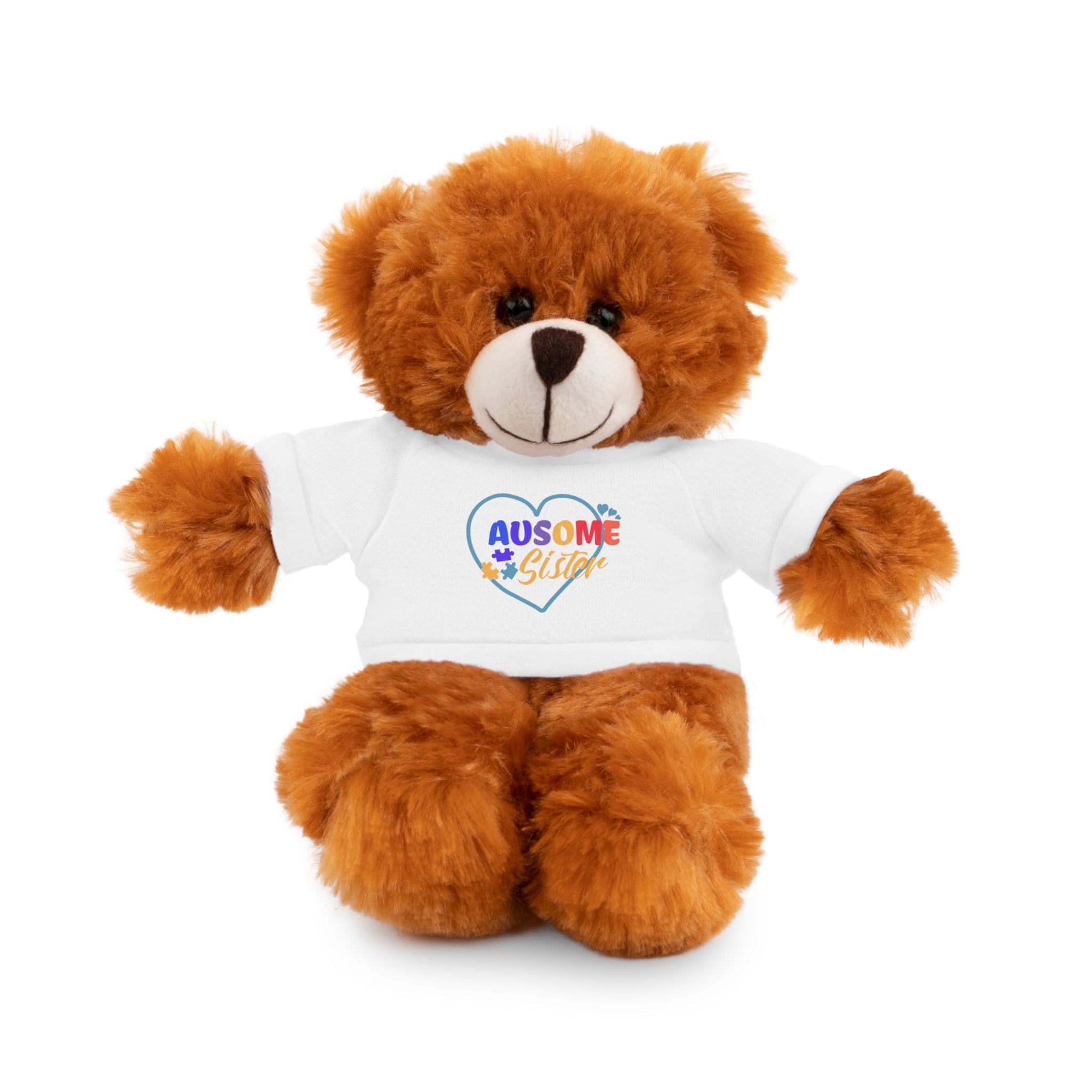 Celebrate Your 'Ausome Sister' with Autism Awareness Stuffed Bear - Customized Tee Included