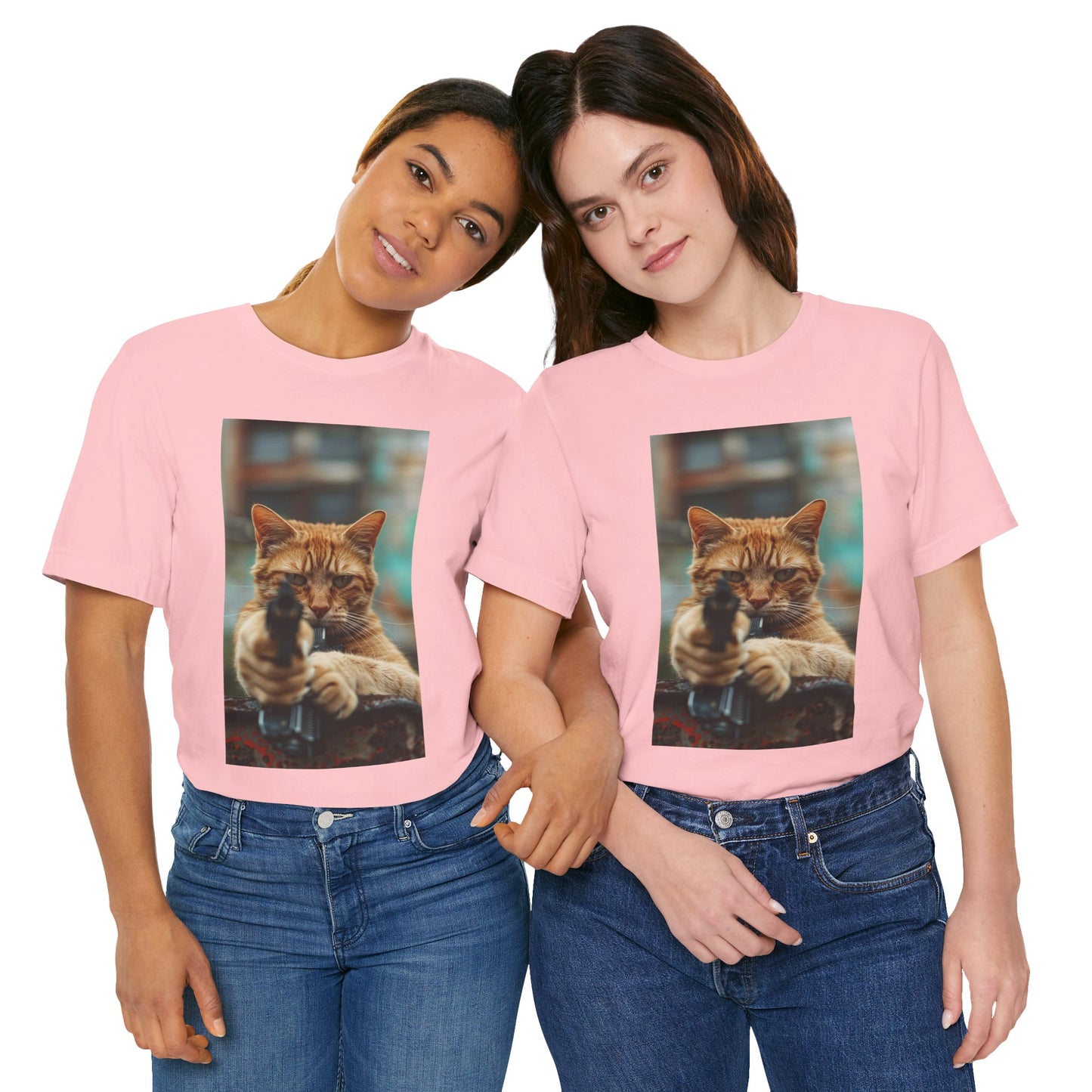 Stealth Paws: Feline Hitman Women's Jersey Short Sleeve Tee - Quirky Cat-Themed Apparel for Fashion-Forward Cat Lovers