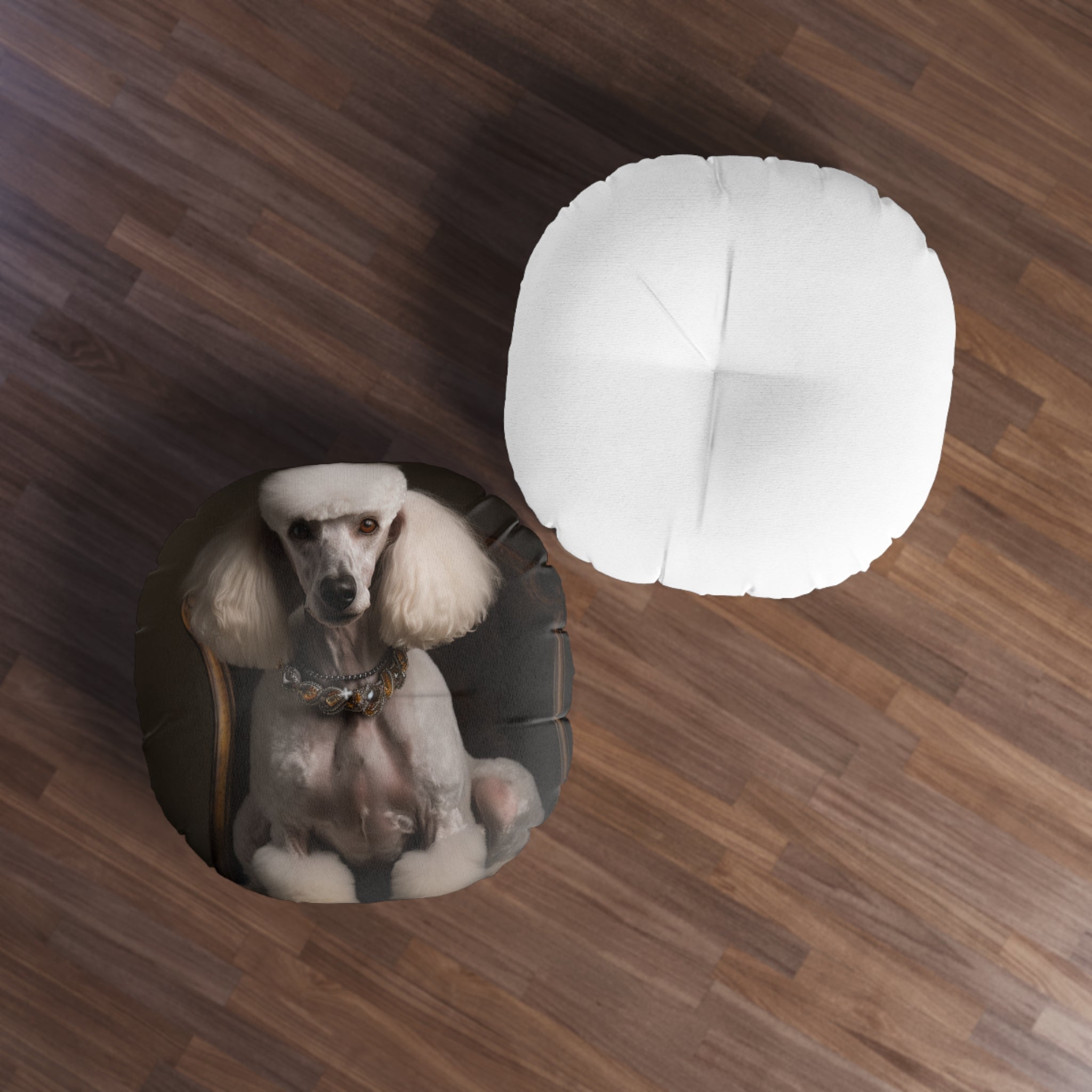 Tufted Floor Pillow, Round--Competition Poodle (Professional Art)