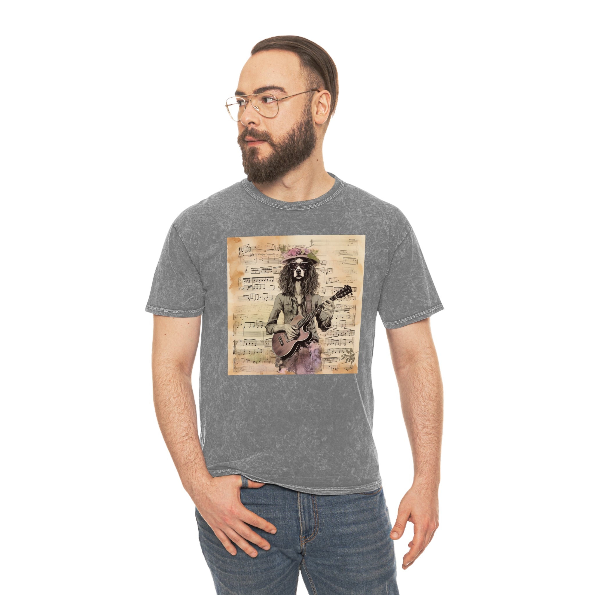 Express Your Musical Passion with the Frontdog Guitar Leader of Band Unisex Mineral Wash T-Shirt - Perfect for Music Enthusiasts and Fashion-Forward Individuals