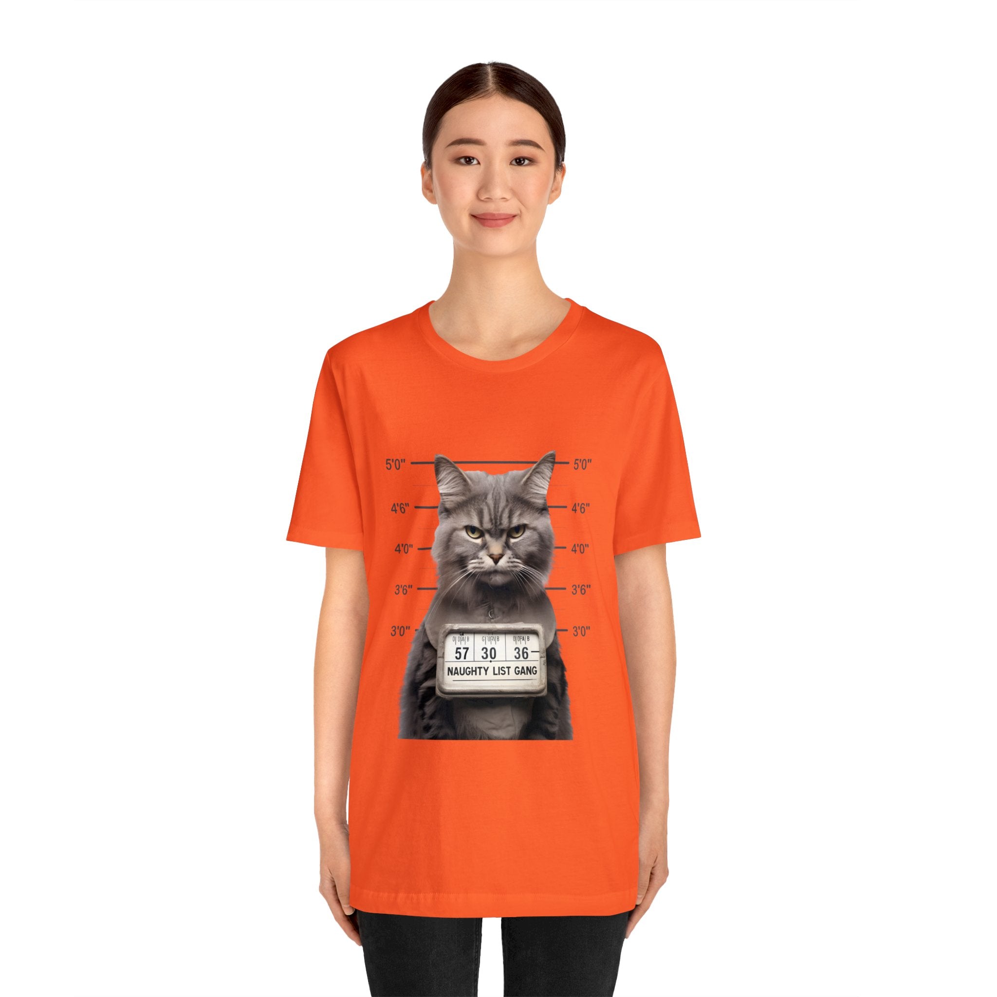 Naughty Cat Gang Cat in a Line-up Funny Unisex Jersey Short Sleeve Tee - Humorous Feline Apparel for Cat Lovers