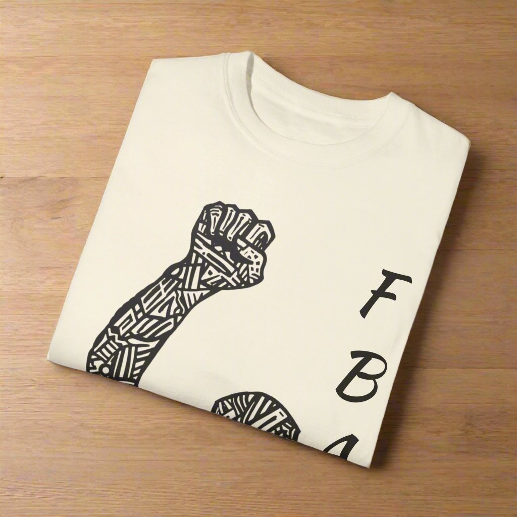 Rise in Unity: FBA Fist Rise Silhouette Unisex Garment-Dyed T-Shirt - Empowerment Through Heritage