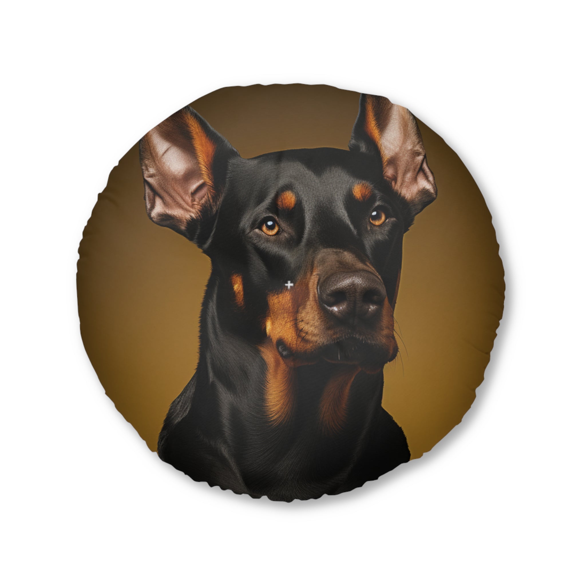 Doberman Pinscher Tufted Floor Pillow - Round Sofa Pillow for Dog Lovers - Professional Art Cushion - Housewarming Gift for Doberman Fans