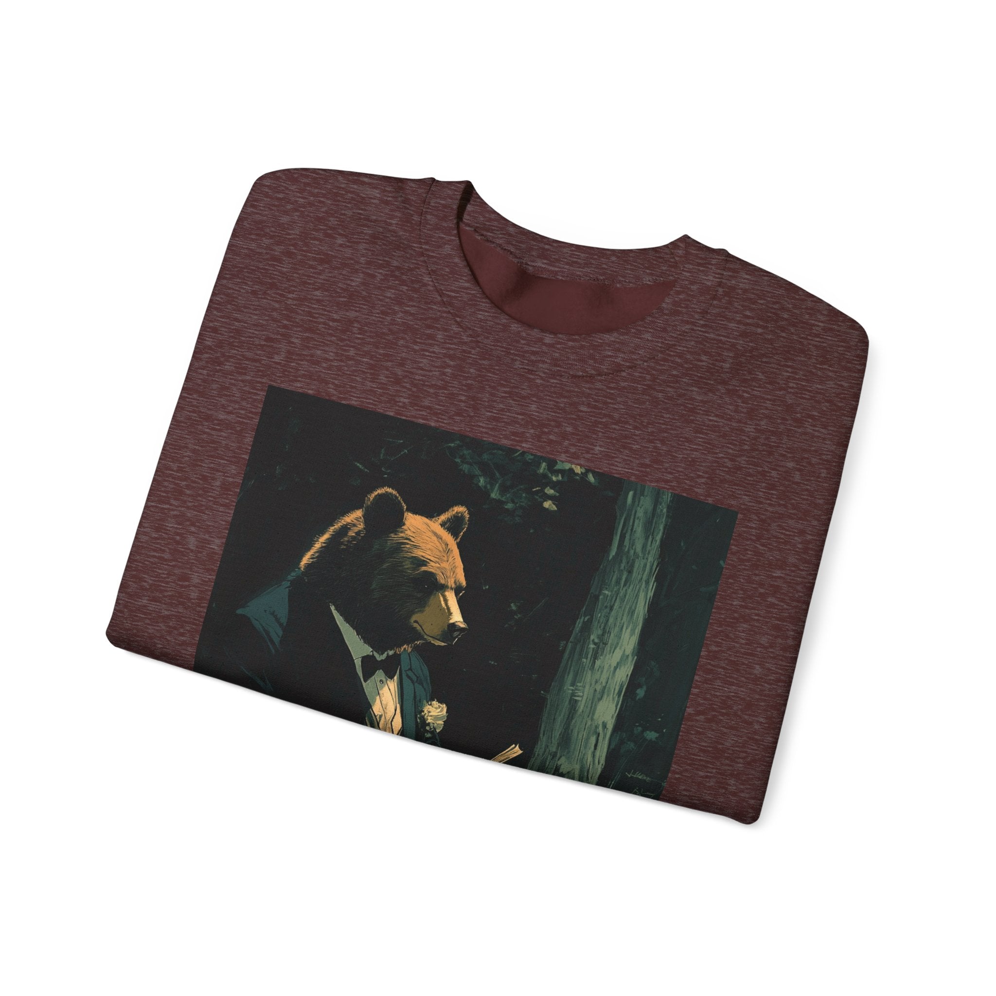 Dapper Wilderness: Gentleman Bear Unisex Heavy Blend™ Crewneck Sweatshirt - Cozy Meets Class