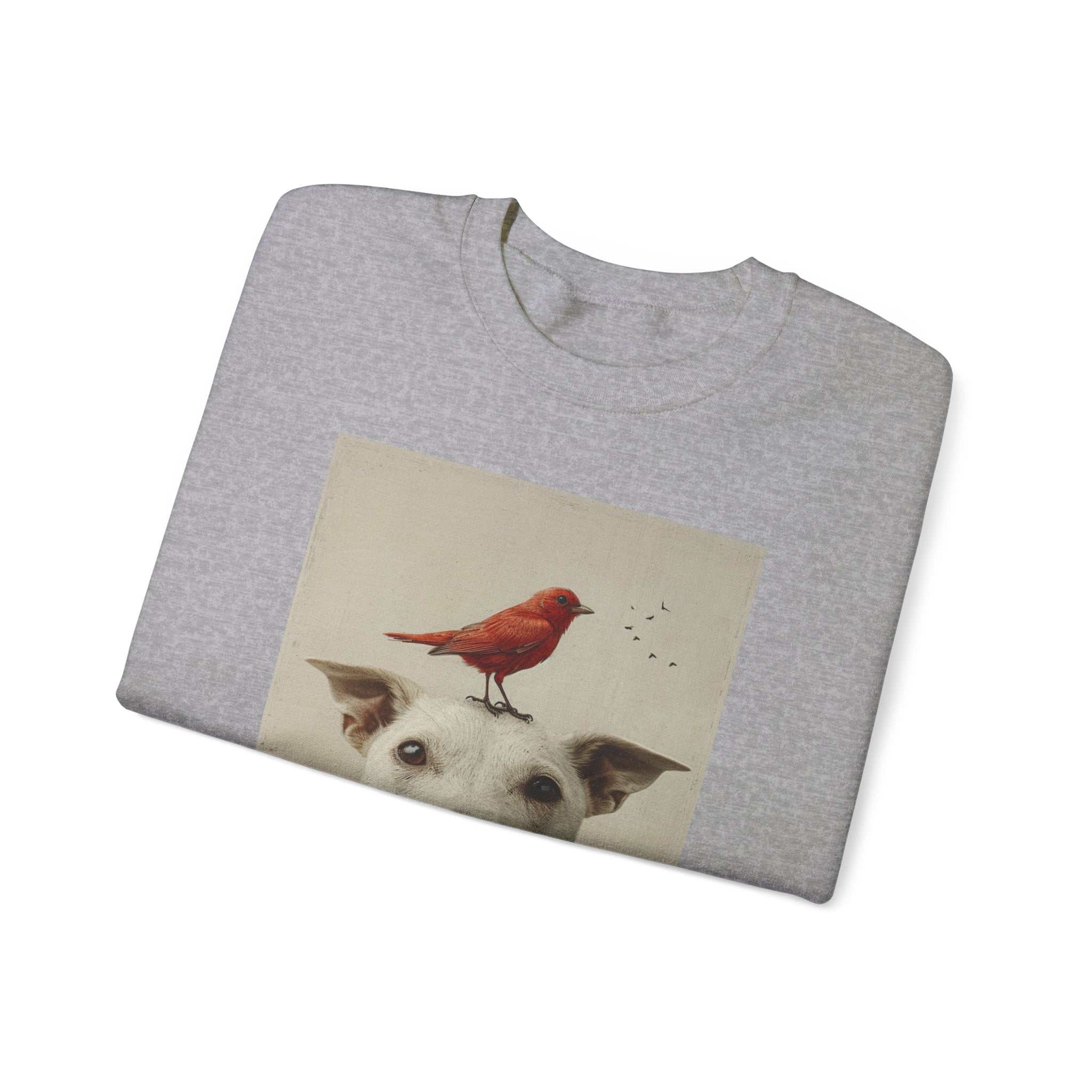 Trusting Bird and Dog Friend Unisex Heavy Blend™ Crewneck Sweatshirt - Cozy Comfort and Unique Style for Animal Lovers