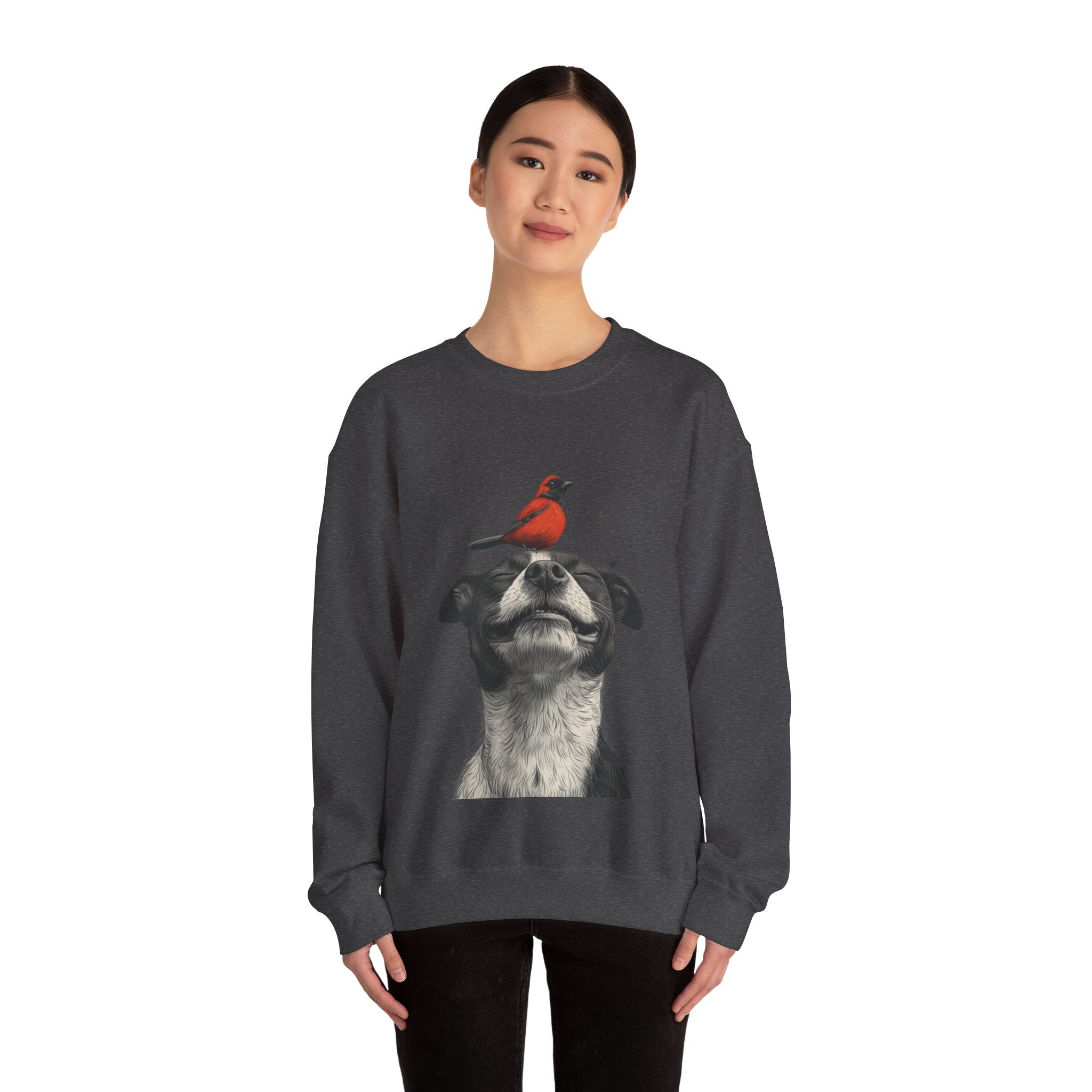 Trusting Bird and Dog Friend Unisex Heavy Blend™ Crewneck Sweatshirt - Cozy Comfort and Unique Style for Animal Lovers