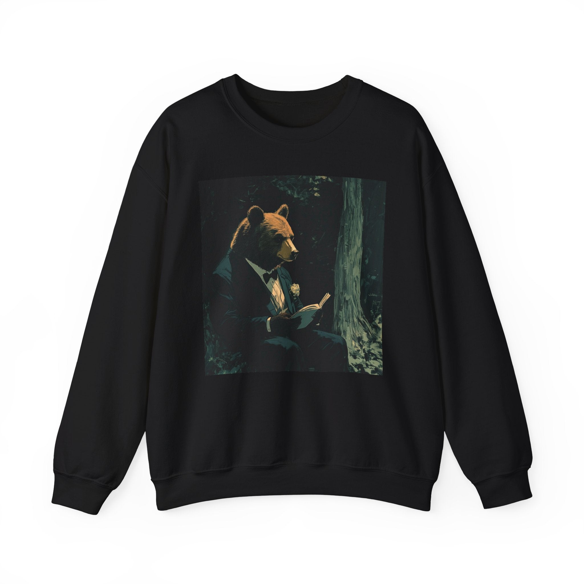 Dapper Wilderness: Gentleman Bear Unisex Heavy Blend™ Crewneck Sweatshirt - Cozy Meets Class