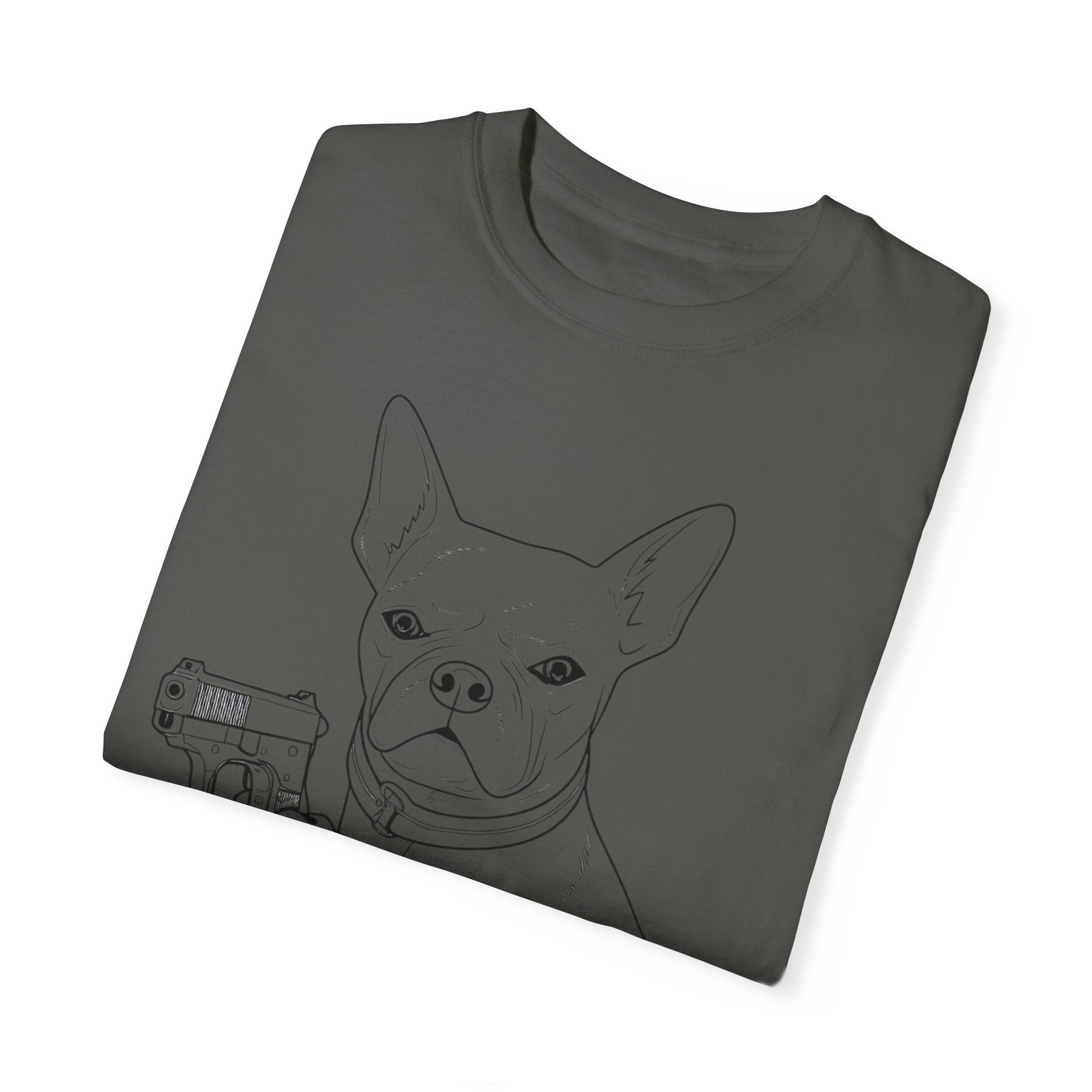 Funny Dog Hitman T-Shirt  - Confidence Building Shirt - Single Line Art Dog Shirt - Quirky Animal Top Gift for Dog Lovers - Pet Lover Gift