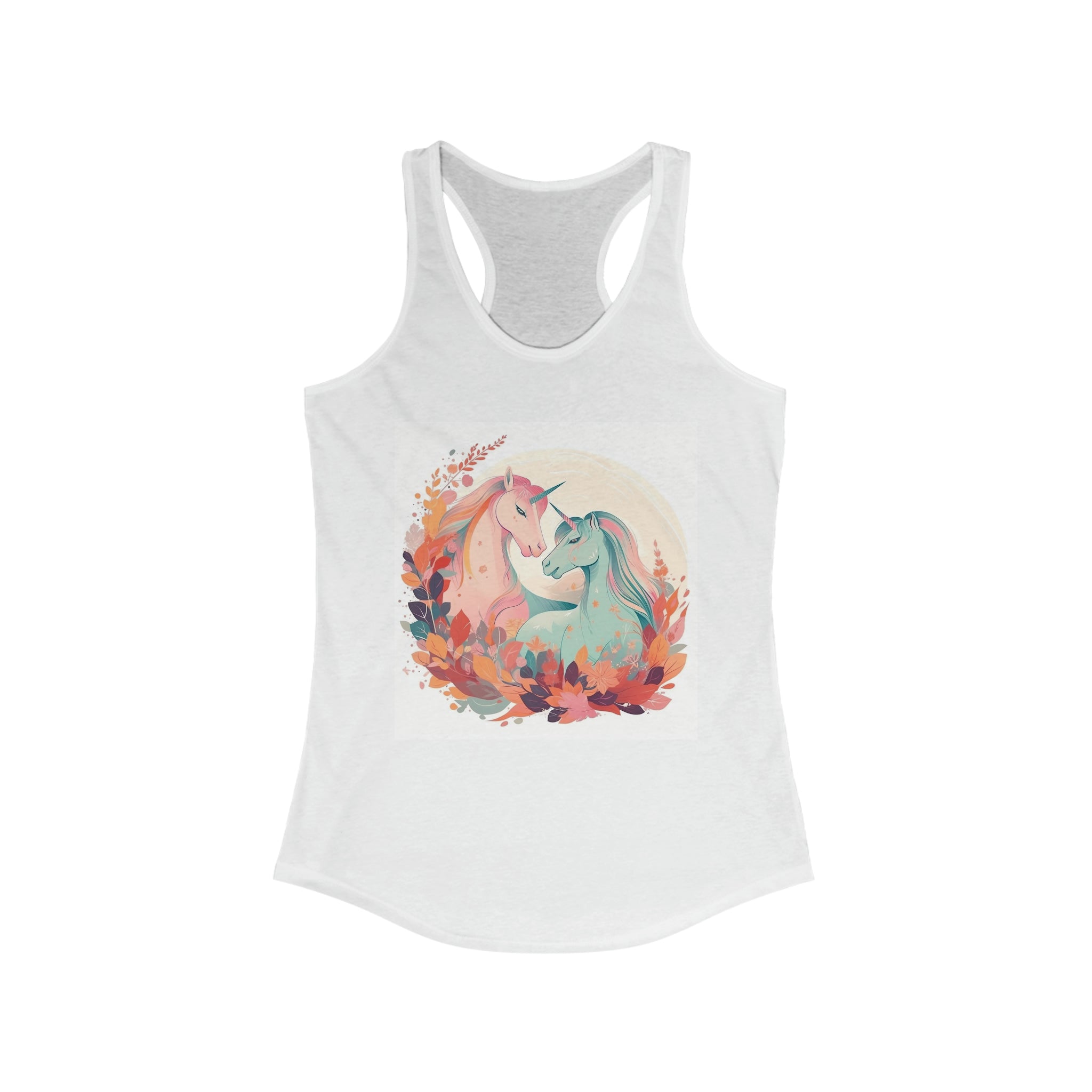 Women's Ideal Racerback Tank-"Unicorn World" Beautiful Colorful Fantasy Art of Mythical Creatures Casual Wear