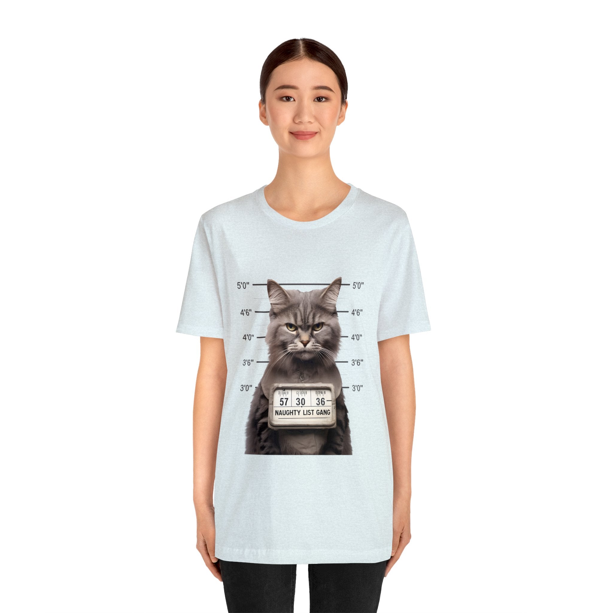 Naughty Cat Gang Cat in a Line-up Funny Unisex Jersey Short Sleeve Tee - Humorous Feline Apparel for Cat Lovers