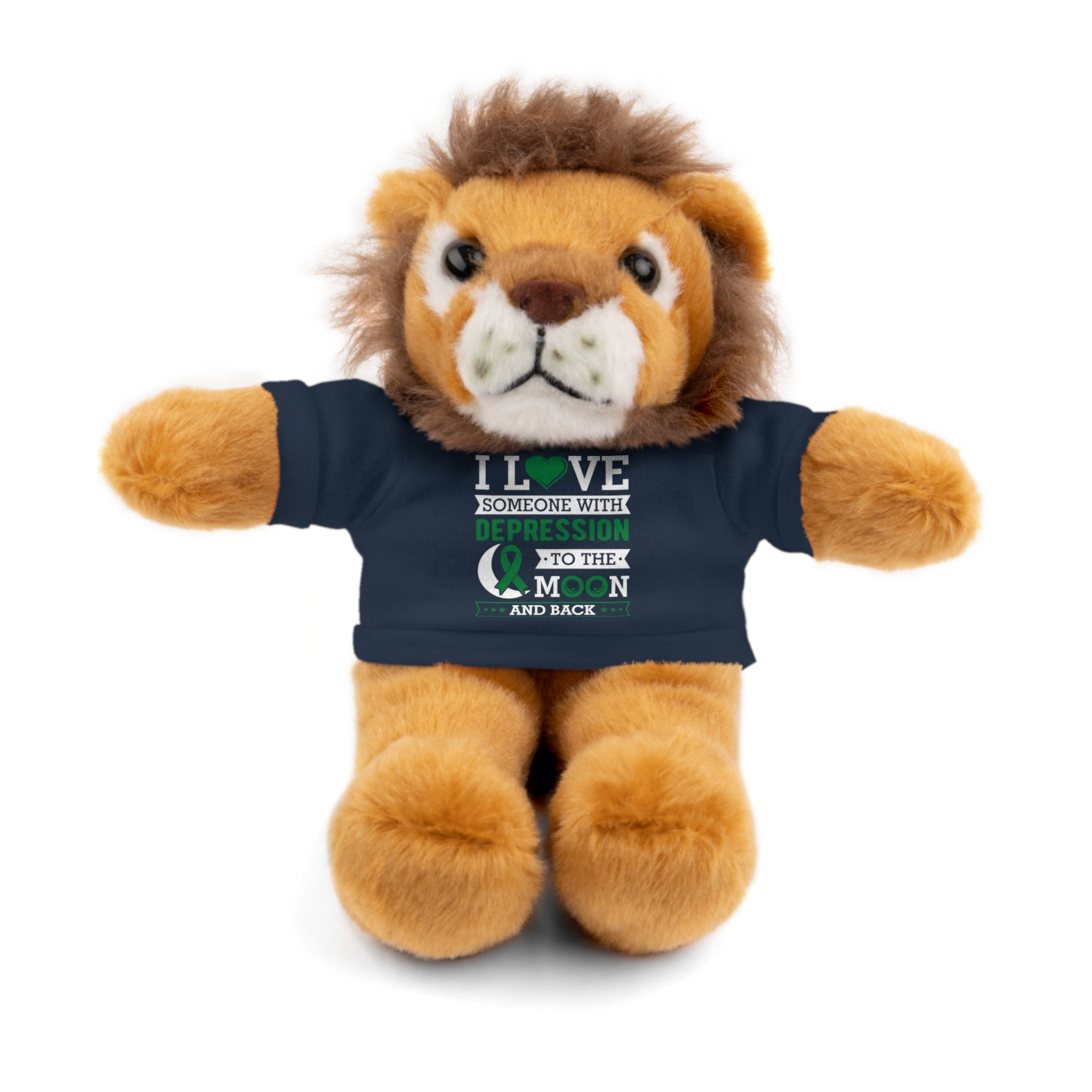 Show Your Love and Support with 'I Love Someone with Depression' Stuffed Animals - Furry Friend Wears Heartfelt Message Tee