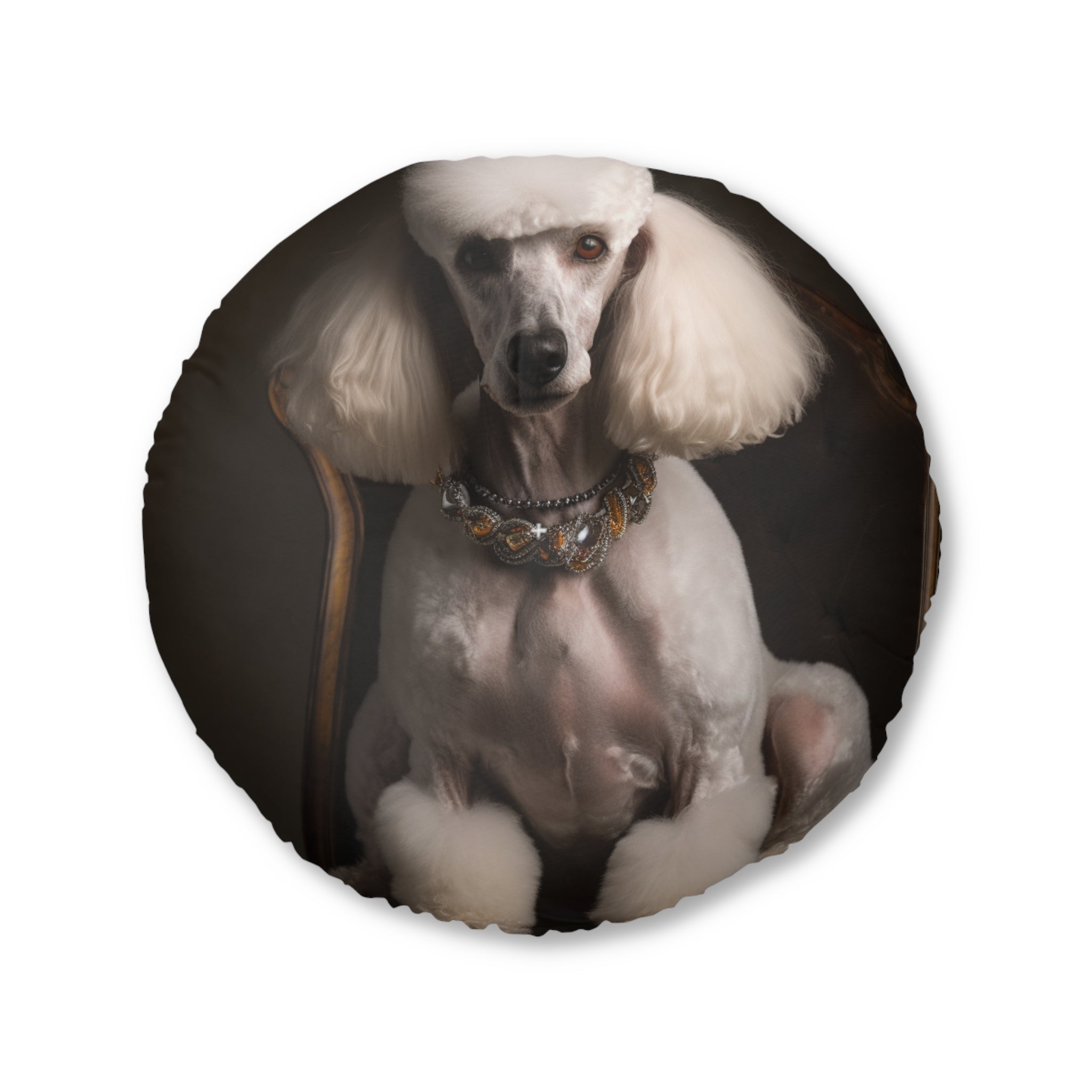 Tufted Floor Pillow, Round--Competition Poodle (Professional Art)