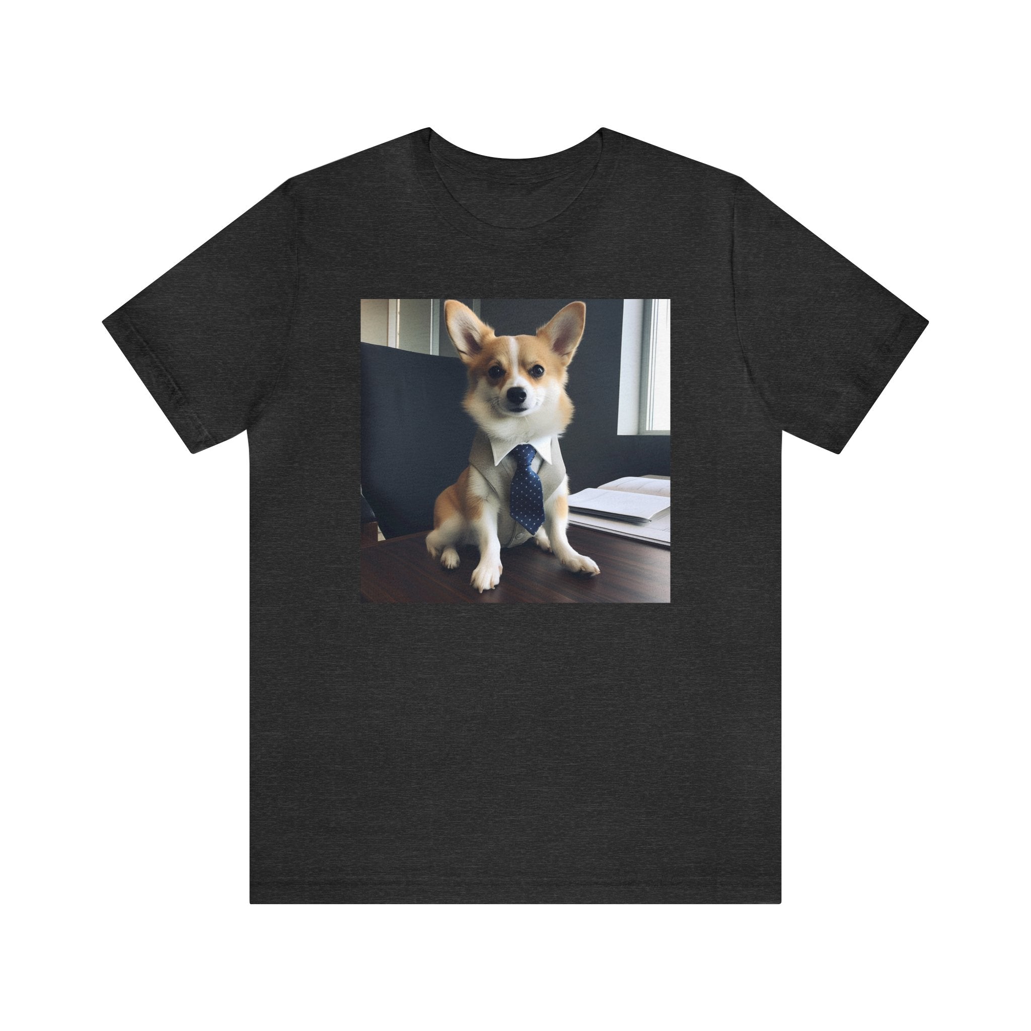 Cute Puppy in Interview Attire "Do I have the Job?"  Unisex Jersey Short Sleeve Tee - Funny Dog Interview Tee Gift for Dog Lovers and Pet Owners