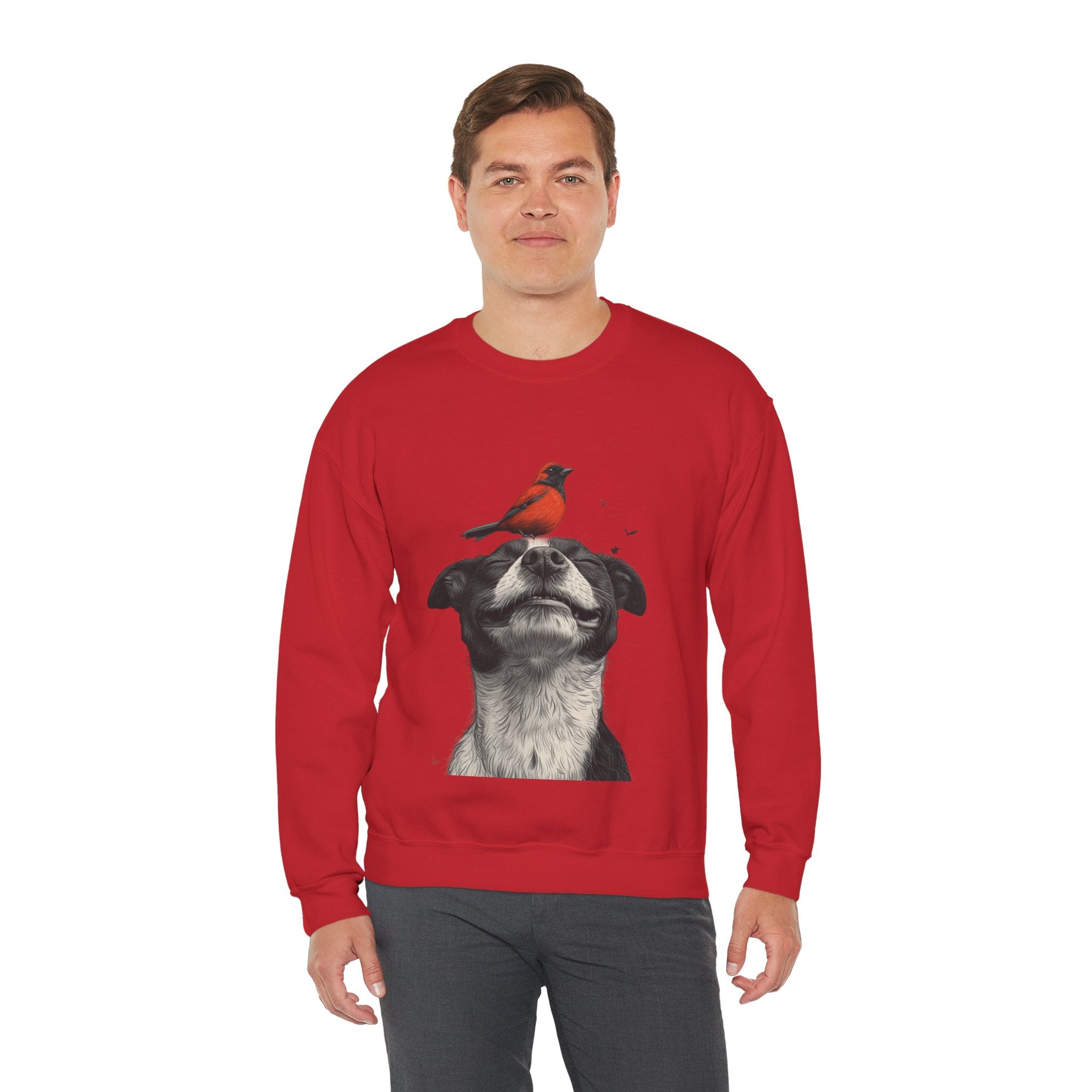 Trusting Bird and Dog Friend Unisex Heavy Blend™ Crewneck Sweatshirt - Cozy Comfort and Unique Style for Animal Lovers