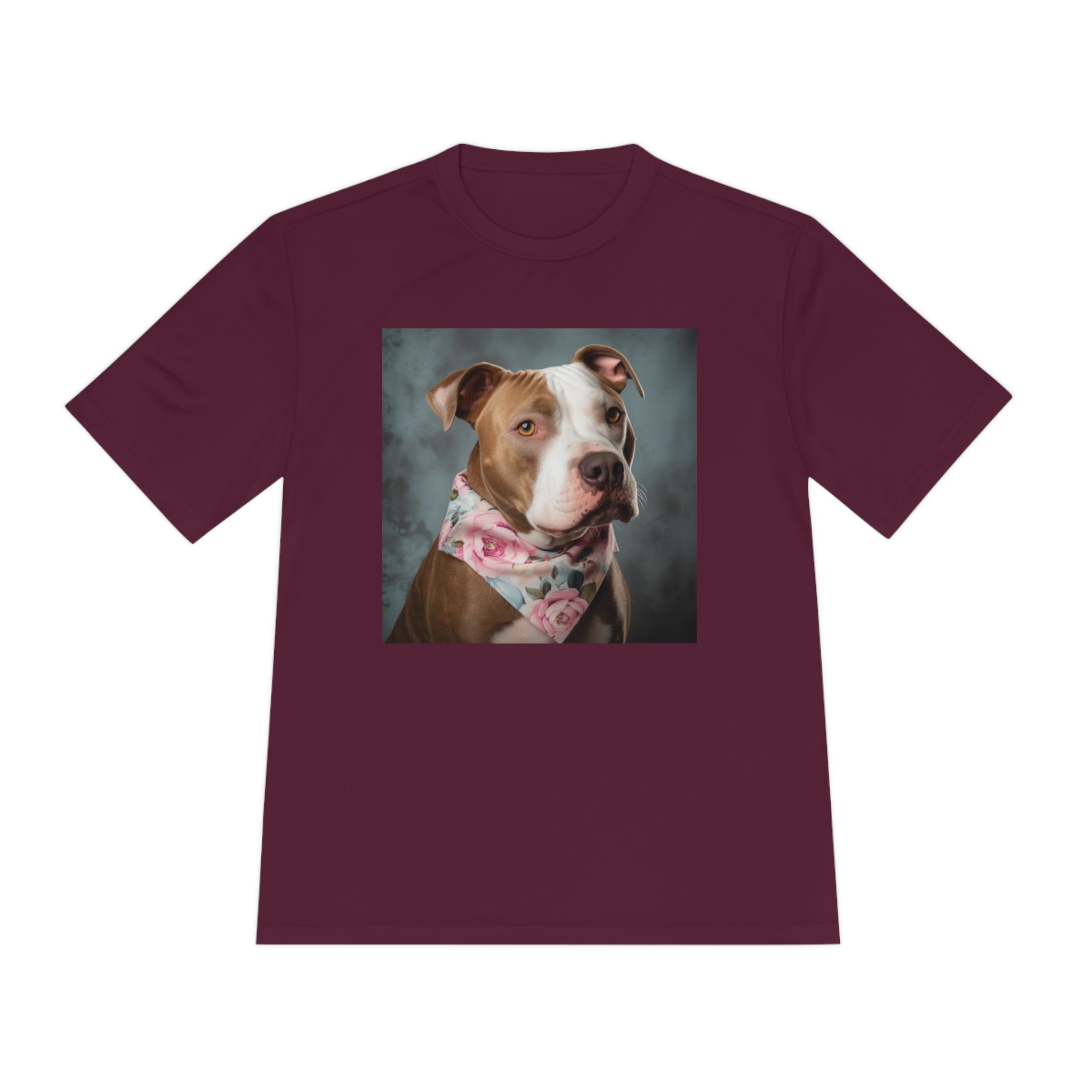 Perfect for Dog Lovers! Pitbull Puppy wearing a Cute Flower Scarf Unisex Moisture Wicking Tee - This is a Perfect Dog Park T-shirt for Pet Lover. Stay Stylish and Comfortable with This Charming Dog-Lover's Shirt