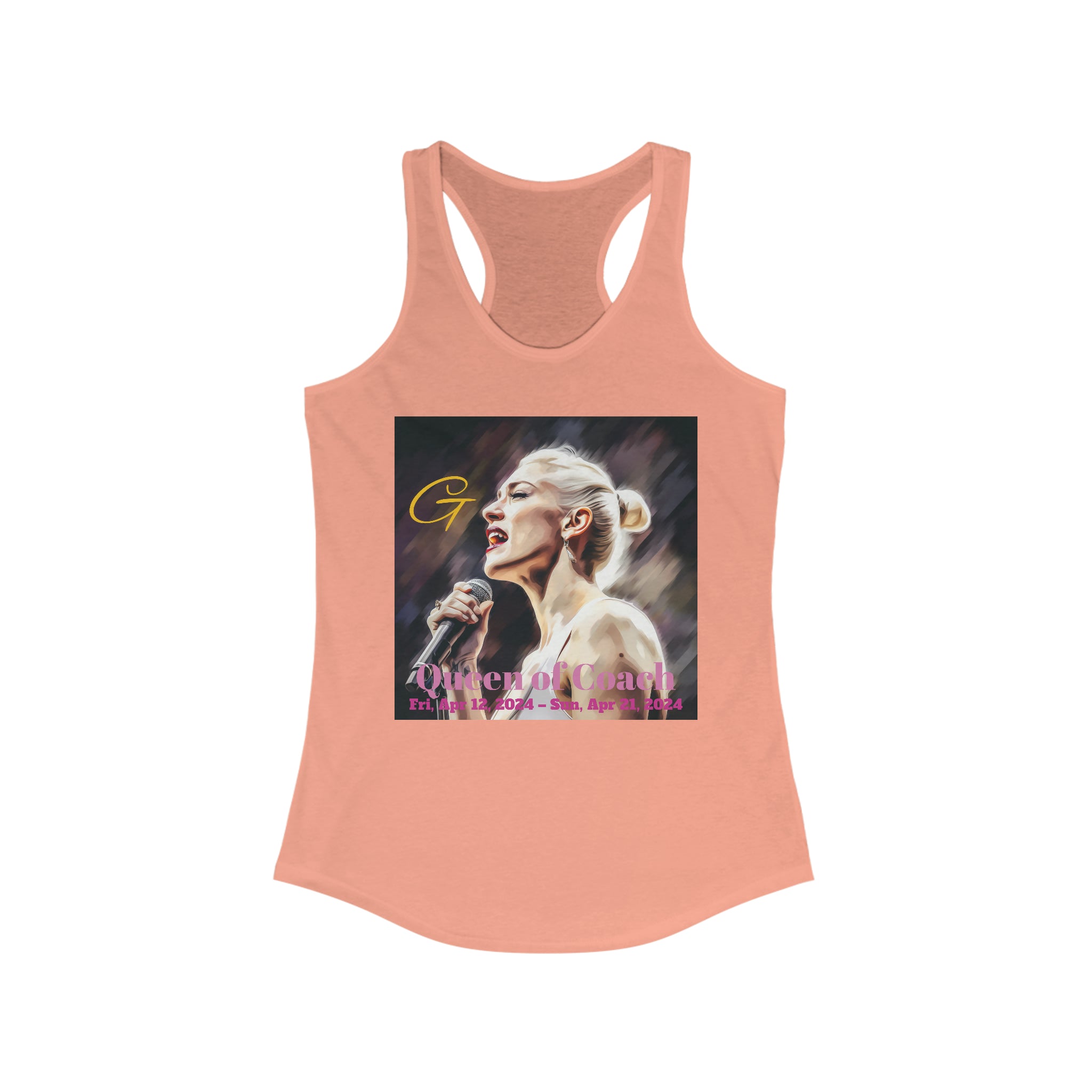 🌟 Queen of Coach:  Women's Ideal Racerback Tank - Embrace Festival Elegance with a Pop Icon Flair 🎶✨