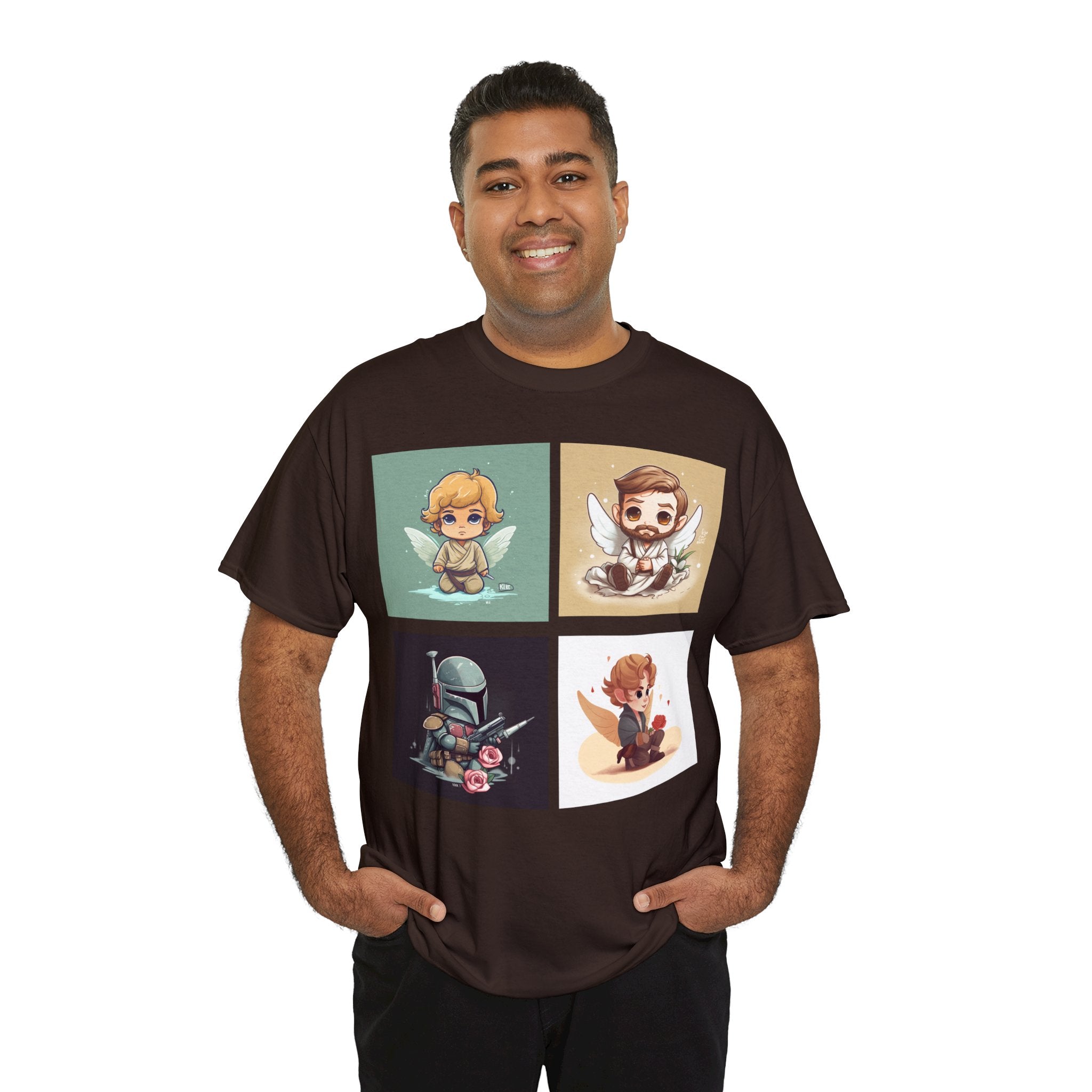 Proven Conversation Starter Cons! This Unique Shirt to Your Collection For Fans of Original Trilogy. Embrace the Epic Saga: Heroes and Villains of a Far Away Galaxy Cute Collage Unisex Heavy Cotton Tee - Showcase Your Love for Timeless Adventures