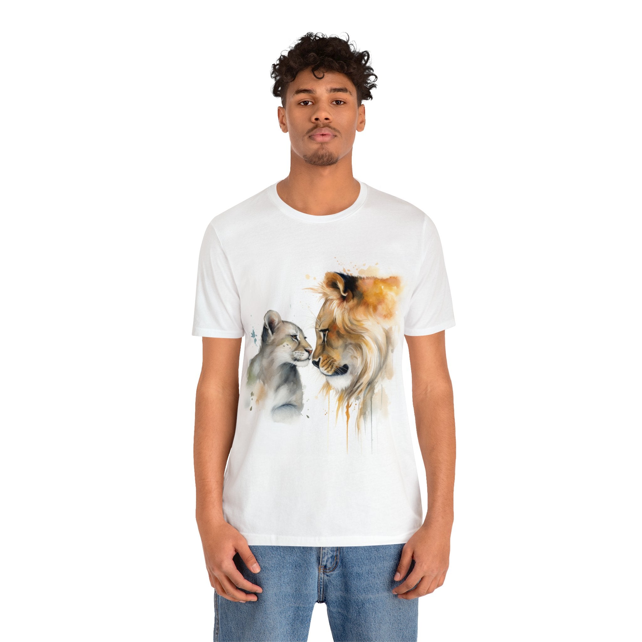 Unisex Jersey Short Sleeve Tee- Lion and Cub Perfect for Animal Lovers Big Cat Family Enthusiasts