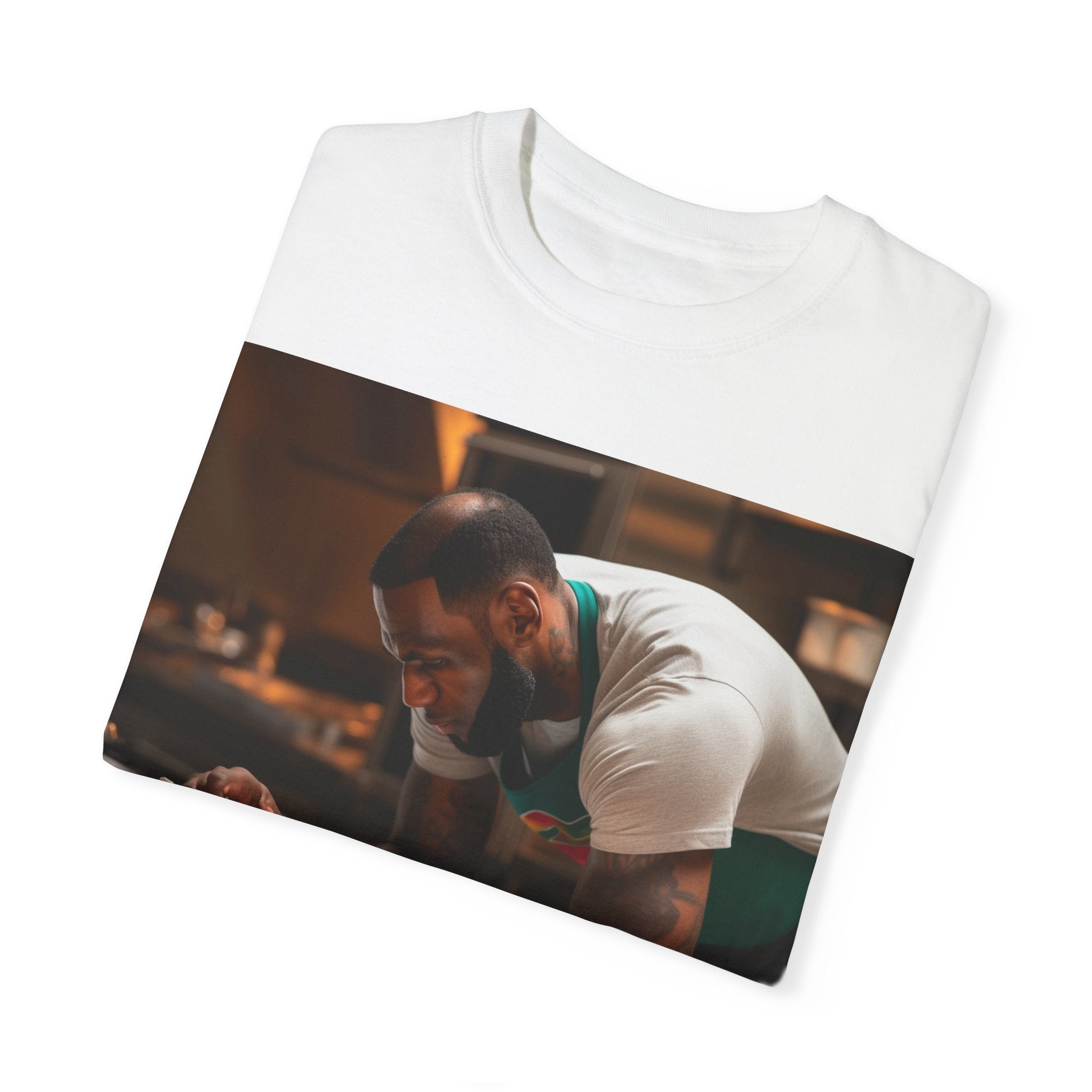 Make Yourself the Center of Compliments with this Gift for Basketball Fans Elevate Your Baking Game with the 'Baking with a Basketball Legend' Athletes Garment-Dyed T-shirt - Sporty Comfort for Culinary Creations