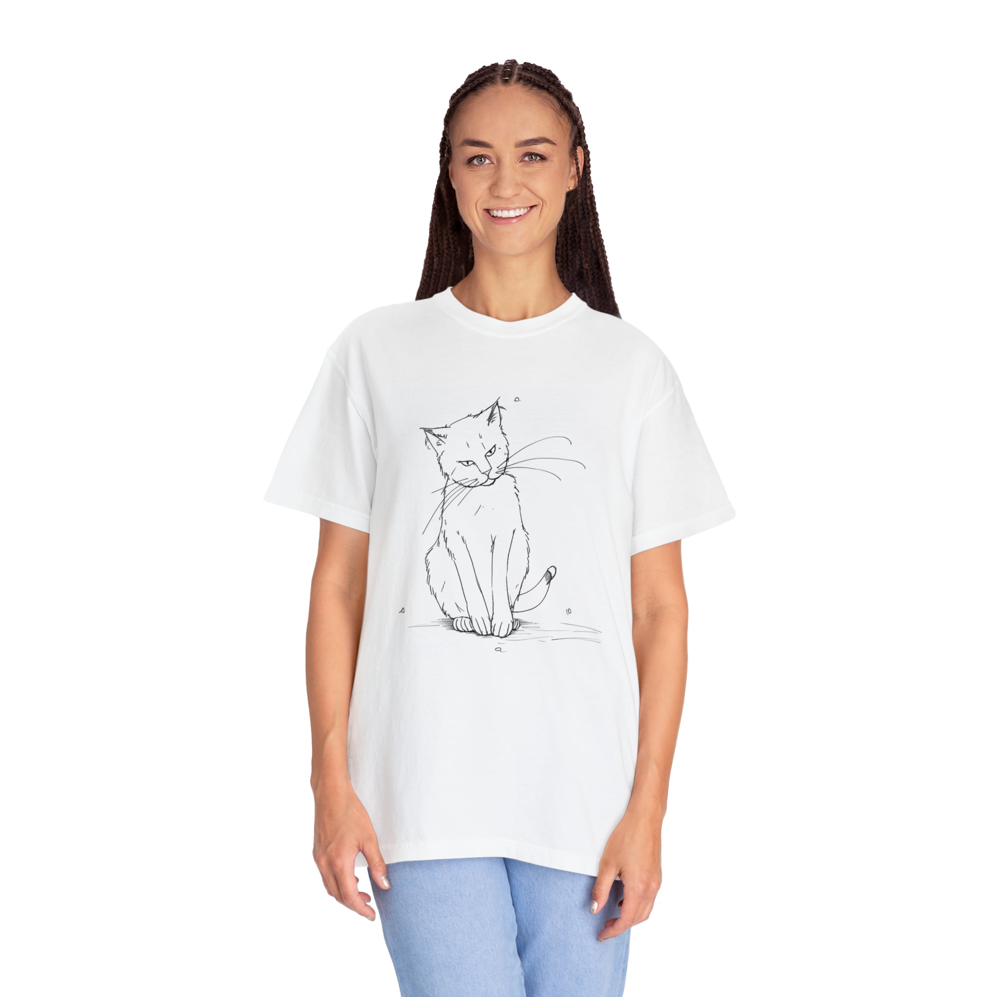 Cat Art T-Shirt Gift For Pet Lovers Tshirt For Cat Owners And Comfortable Wear For Walks T Shirt of Cat Drawing Art