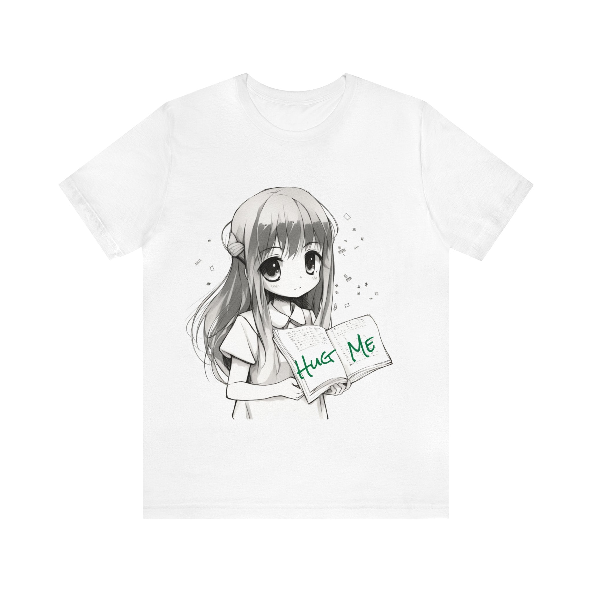 Unisex Jersey Short Sleeve Tee-'  "Hug Me" Beautiful Anime Sketch Shirt for Manga Fans and Lore Enthusiasts Birthday Present