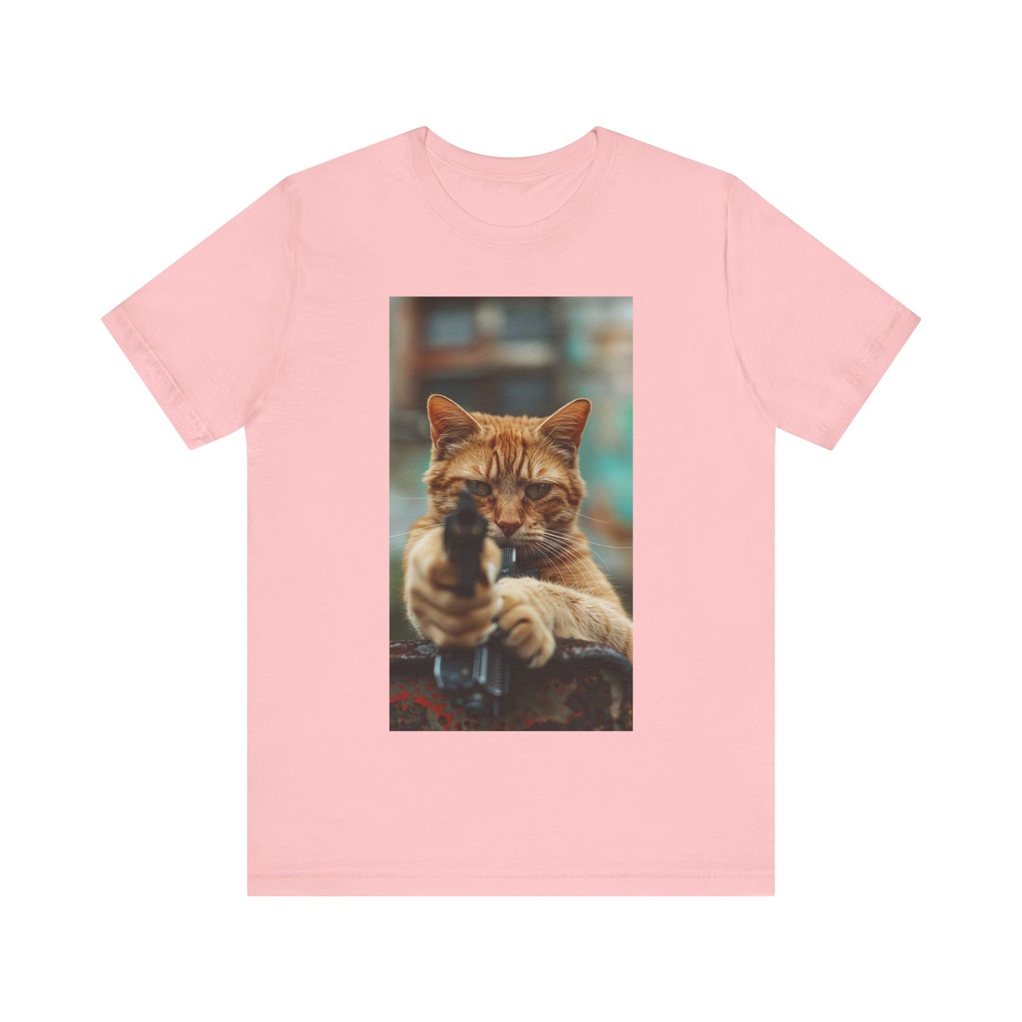 Stealth Paws: Feline Hitman Women's Jersey Short Sleeve Tee - Quirky Cat-Themed Apparel for Fashion-Forward Cat Lovers