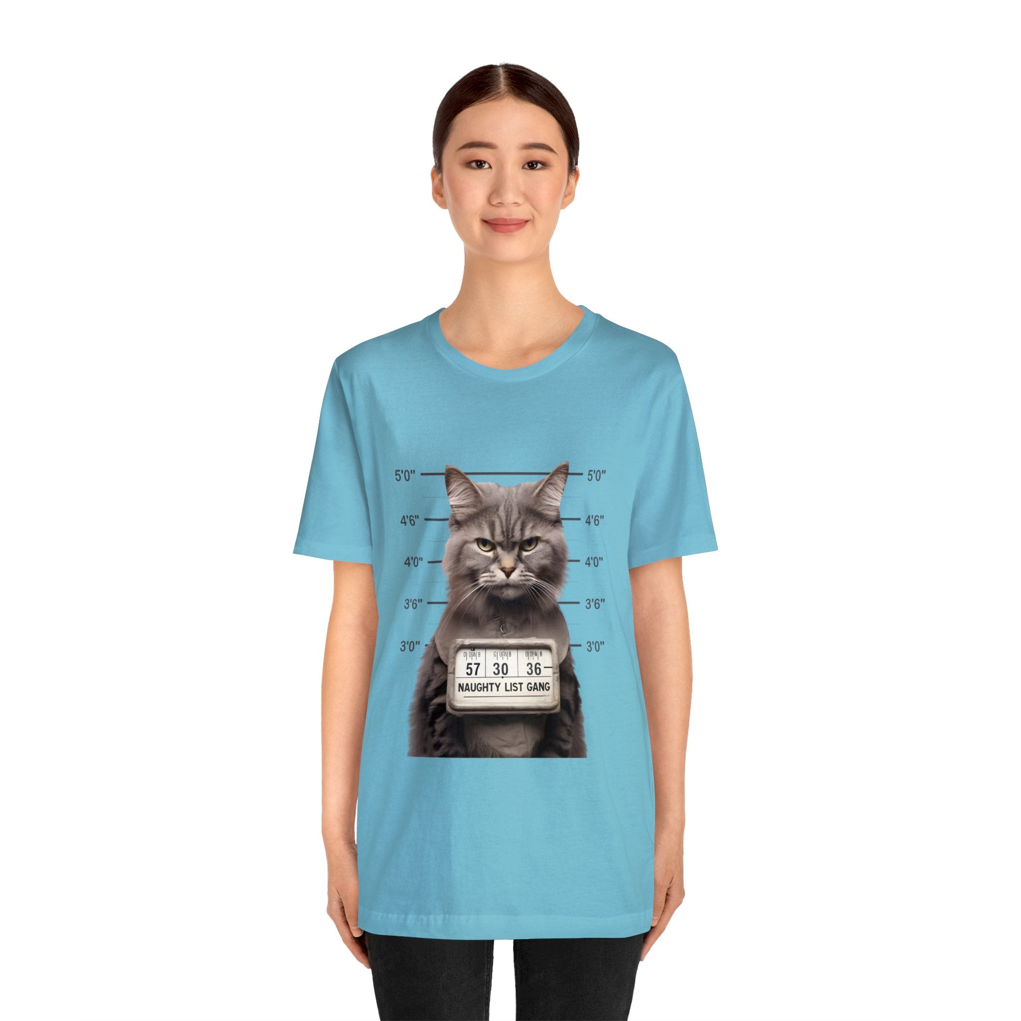 Naughty Cat Gang Cat in a Line-up Funny Unisex Jersey Short Sleeve Tee - Humorous Feline Apparel for Cat Lovers