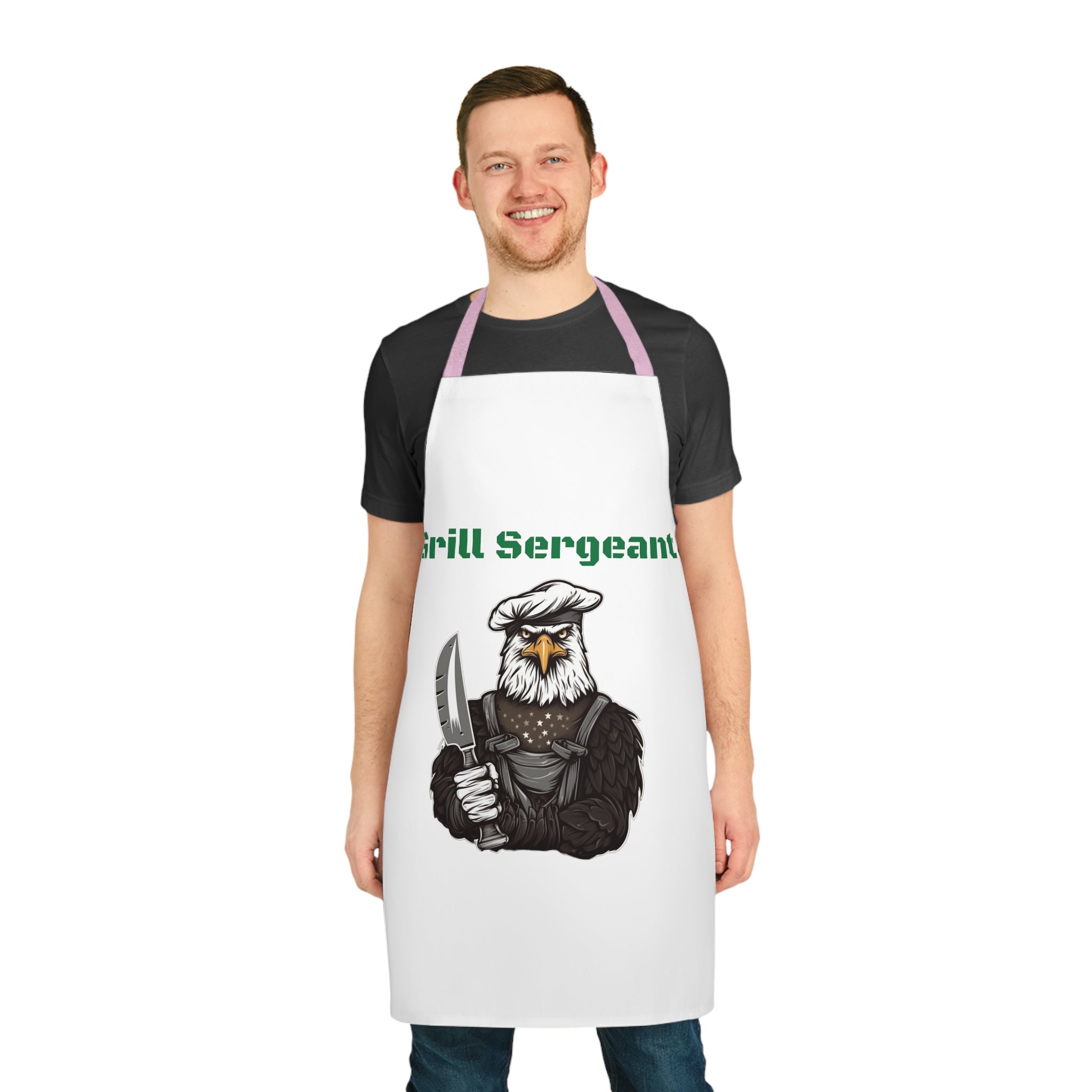 Grill Sergeant Eagle Chef Apron (All Over Print) - Patriotic Barbecue Cooking Apron for Grill Masters - Unique Grill Sergeant Design - Durable and Stylish Kitchen Apron for BBQ Enthusiasts