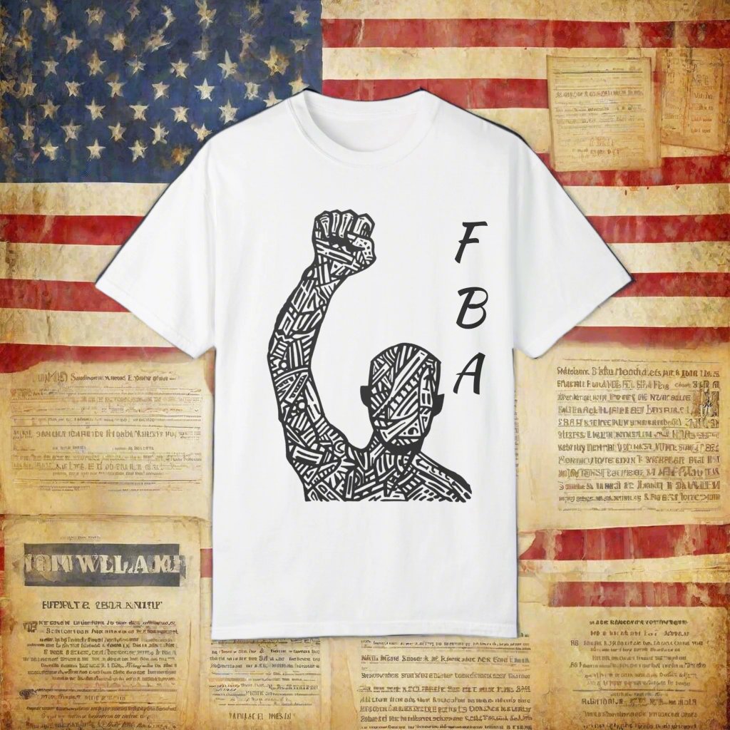 Rise in Unity: FBA Fist Rise Silhouette Unisex Garment-Dyed T-Shirt - Empowerment Through Heritage