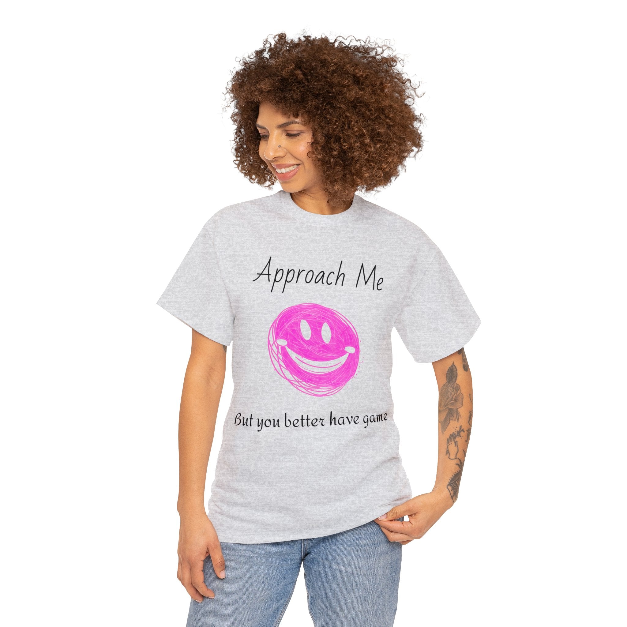 Dare to Date: The Ultimate 'Approach Me If You Dare' Challenge - A Women's Unisex Heavy Cotton Tee Perfect for Social Events, Recreational Activities, and Making Bold Statements