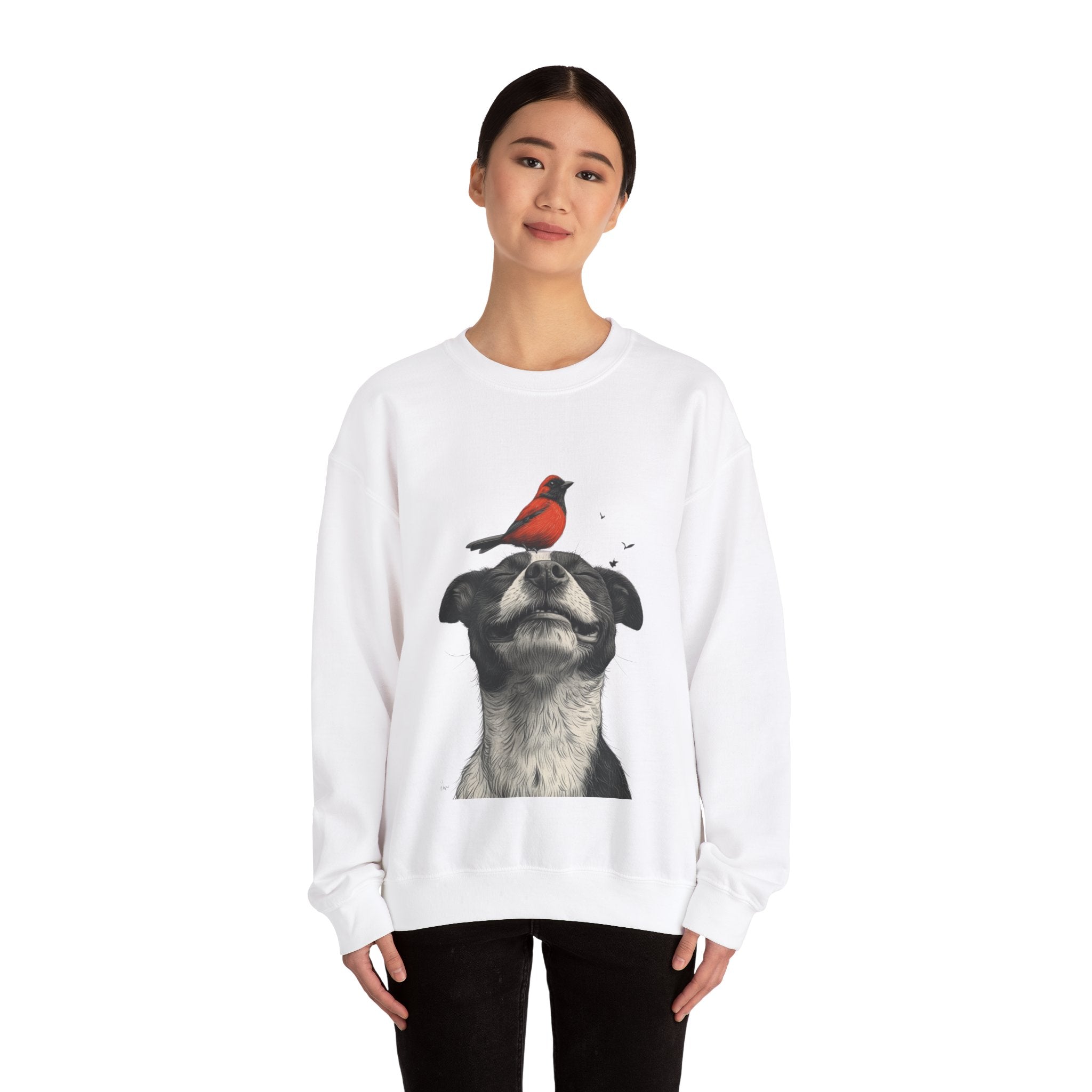 Trusting Bird and Dog Friend Unisex Heavy Blend™ Crewneck Sweatshirt - Cozy Comfort and Unique Style for Animal Lovers