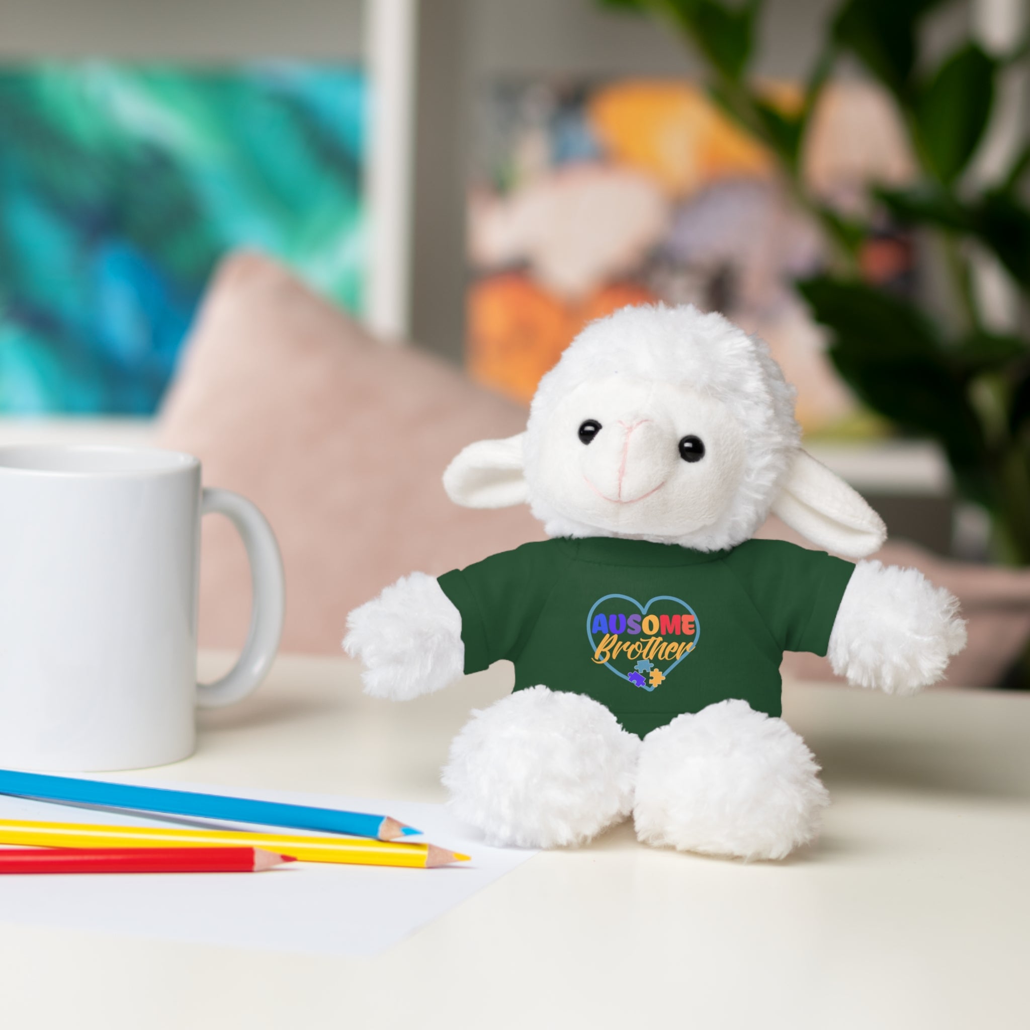 Show Support for Autism Sufferers and celebrate Your 'Ausome Brother' with Autism Awareness Stuffed Bear - Customized Tee Included