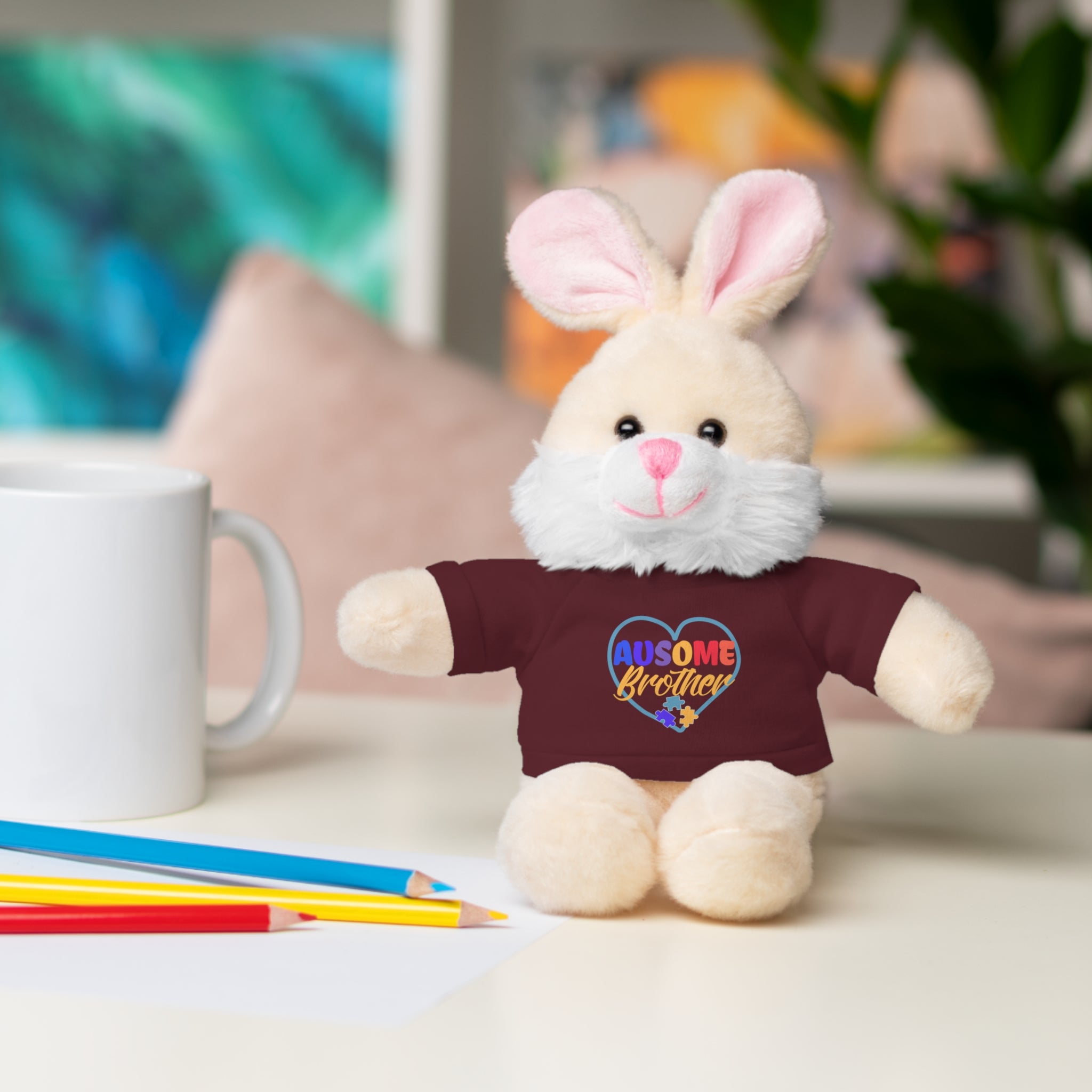 Show Support for Autism Sufferers and celebrate Your 'Ausome Brother' with Autism Awareness Stuffed Bear - Customized Tee Included