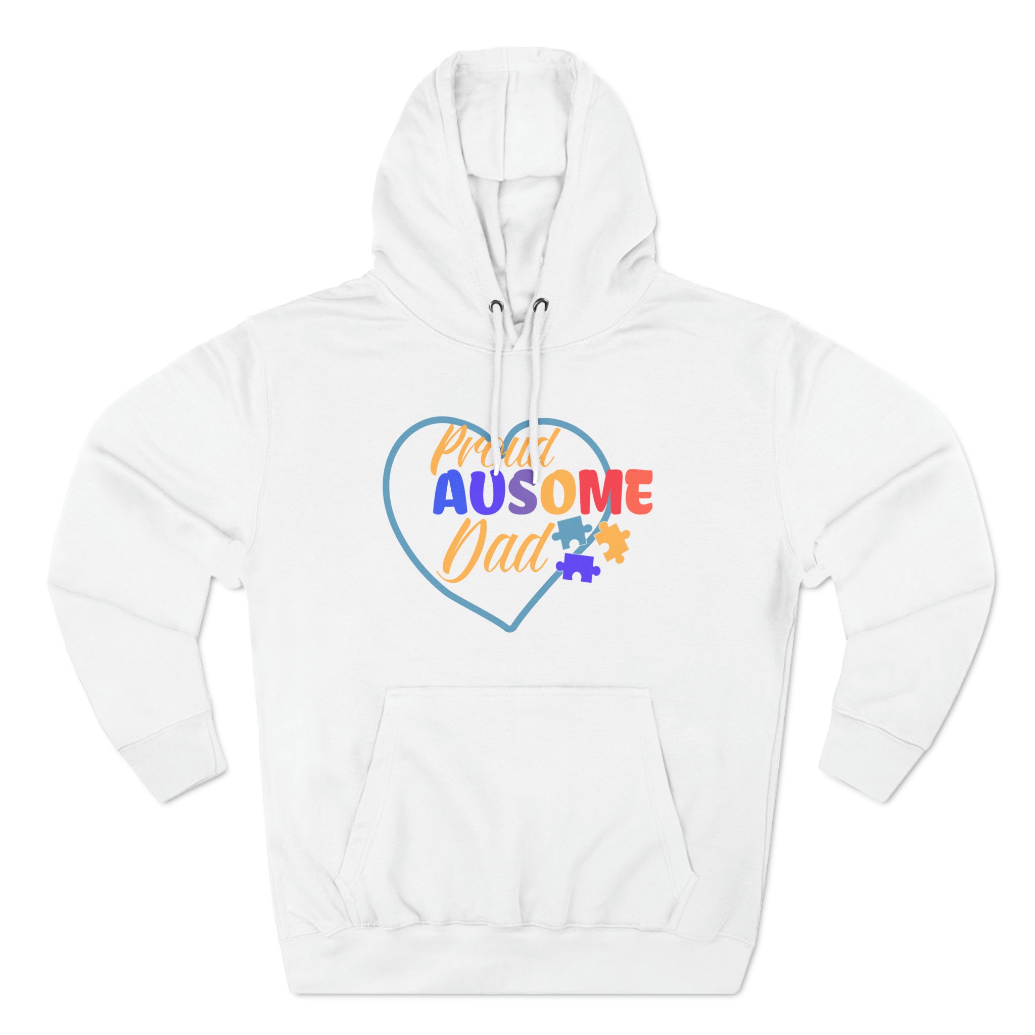 Men's Ausome Dad" Autism Awareness and Support Men's Three-Panel Fleece Hoodie: A Warm Tribute to Incredible Fathers - Embracing Neurodiversity & Advocacy in Comfortable Style